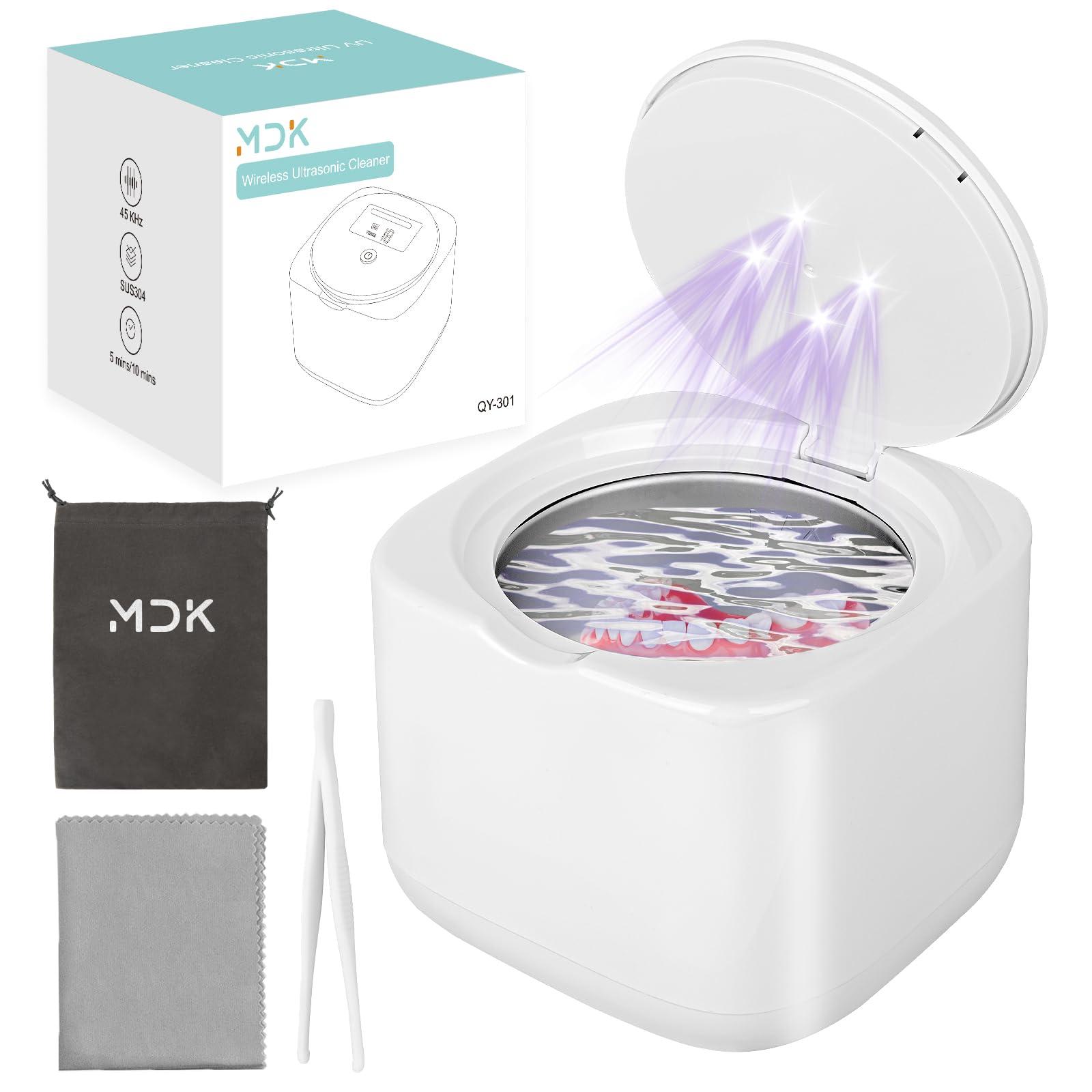Rechargeable Ultrasonic Retainer Cleaner Machine, 45kHz Denture & Night Guard Cleaner with 200ML Dental Cleaning Pod for Retainers, Aligners, Mouth Guards