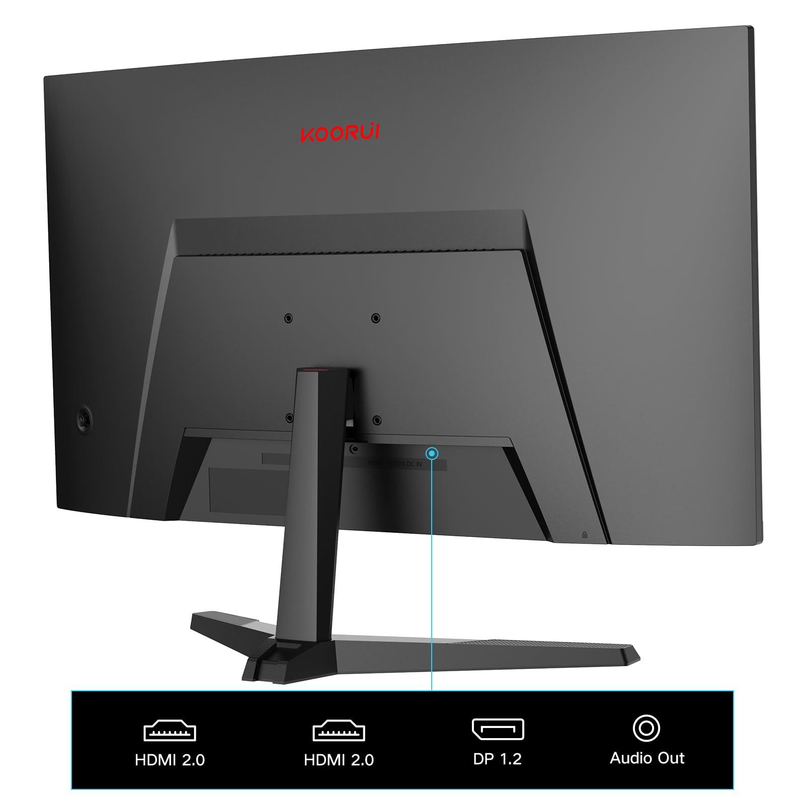 KOORUI 24 inch Curved Gaming Monitor 180Hz FHD 1080P Computer Monitor,1ms 1500R VA Display,Adaptive Sync,HDR10,HDMI2.0X2&DP1.2,VESA Compatible,Tilt Adjustable,Eye Care,24E6CA - Image 7