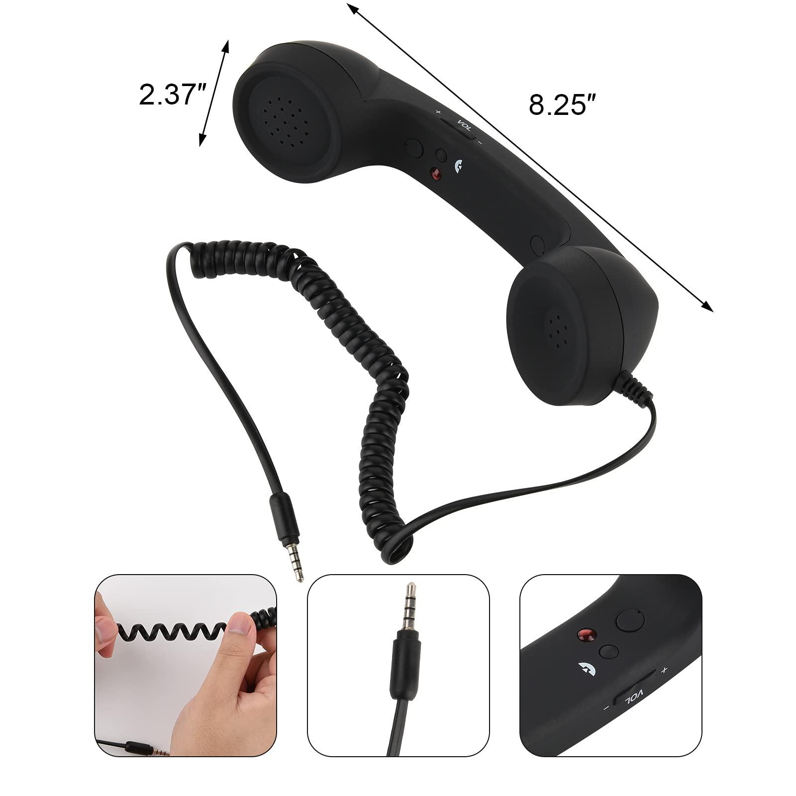 Cosmos Retro Handset Cell Phone Receiver MIC Microphone Speaker for Smartphone Cellphone with 3.5 mm Socket, Black Color with Marble Pattern Carrying Bag - Image 3