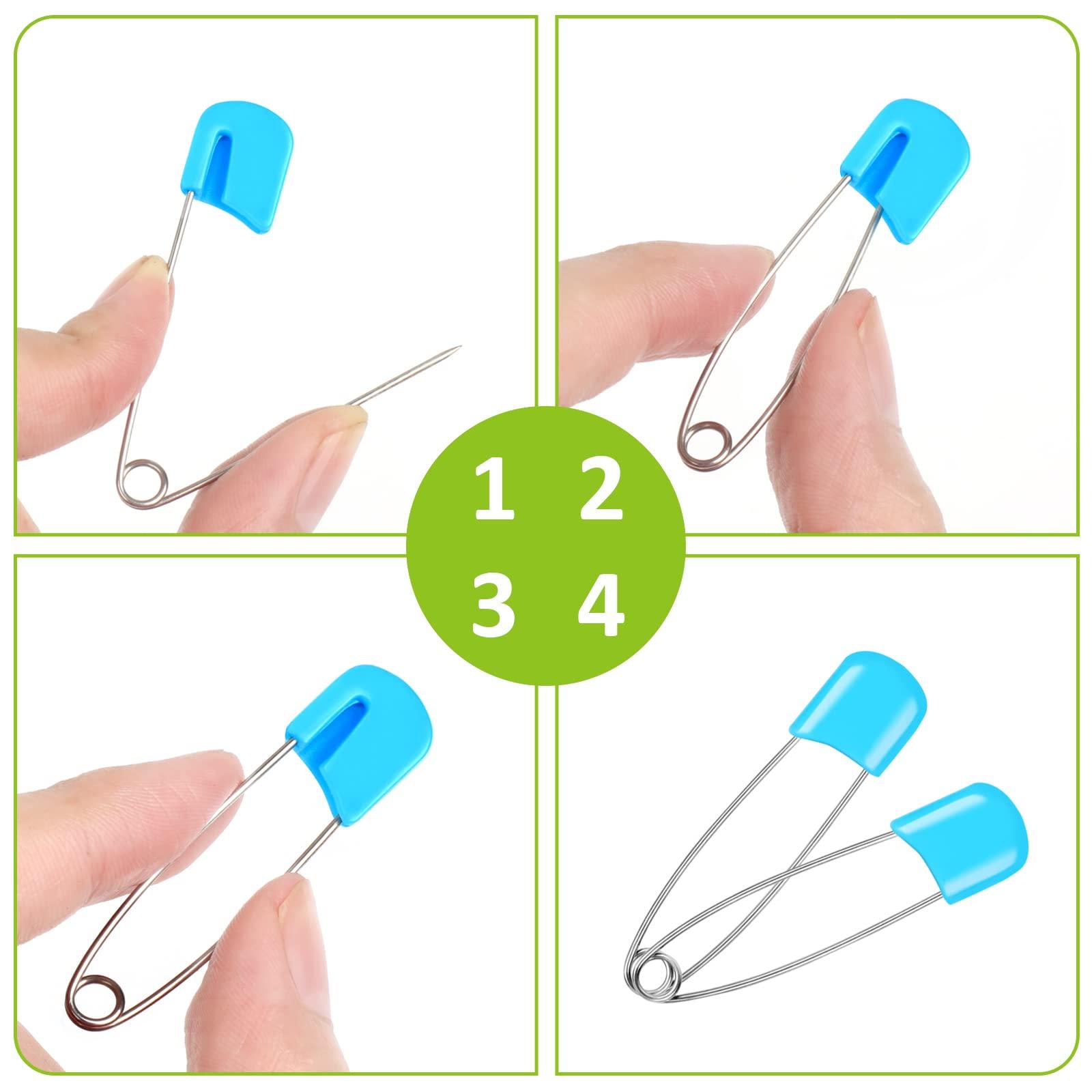 Joyberg 100 Pcs Diaper Pins, Baby Safety Pins, Diaper Pins for Cloth Diapers, Heavy Duty, Stainless Steel, ABS Plastic, Colorful (Red, Yellow, Pink, Blue, Green, Purple), 2.2in, Safe Locking Closures - Image 5