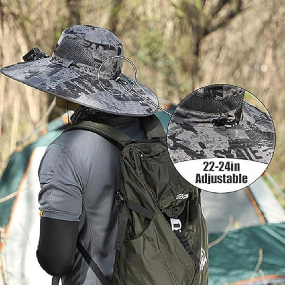 Solar Powered Fan Hat with 2 Removable Fans Wide Brim Sun Hat for Outdoor Fishing, Hiking Gardening, USB Solar Charging - Image 3