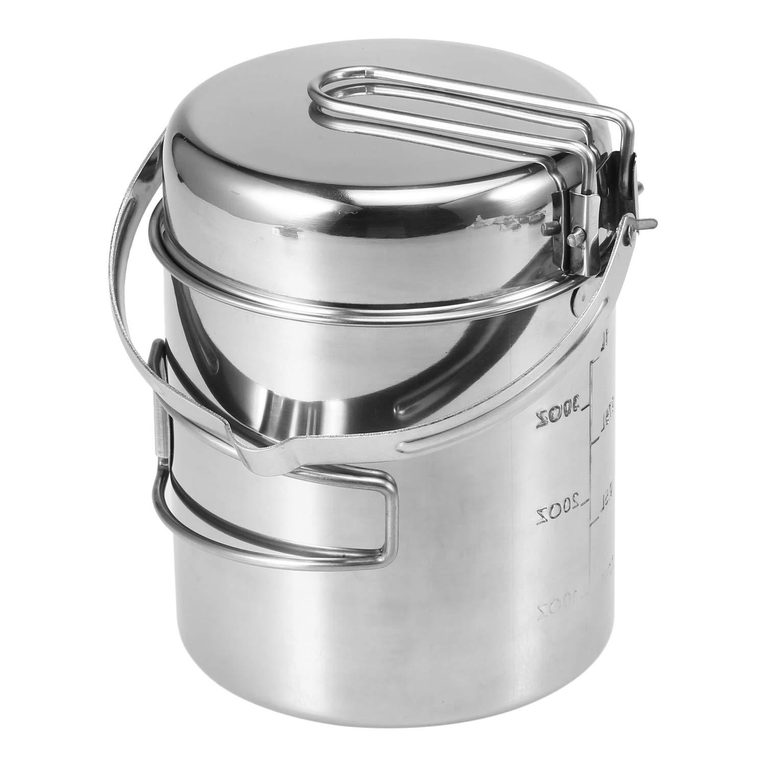 Lixada Camping Cooking Kettle 1L Stainless Steel Pot with Foldable Handle and Dual Use Cover Portable for Hiking Backpacking Picnic - Image 7