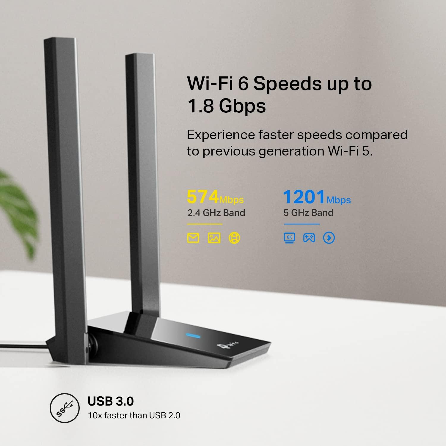 TP-Link WiFi 6 USB Adapter for Desktop PC - (Archer TX20U Plus) AX1800 Wireless Network Adapter with 2.4GHz, 5GHz, High Gain Dual Band 5dBi Antenna, WPA3, Supports Windows 11/10 - Image 3