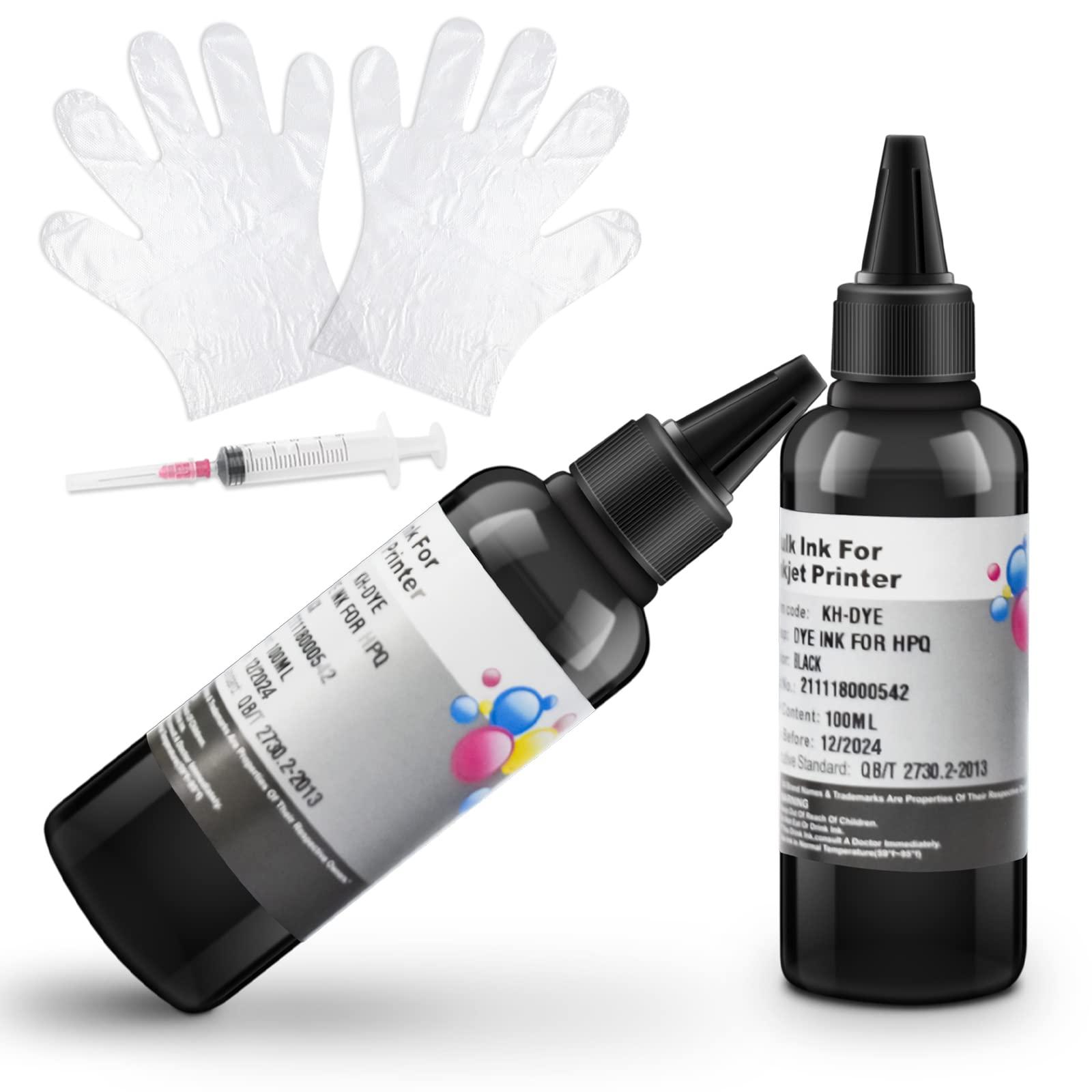 INK+ Refill Kit 200ml Black for HP 950 951 932 933 60 61 952 902 901 62 63 21 22 920 940 934 564 711 970 971 94 95 96 Inkjet Printer Cartridges for Refillable Cartridges
