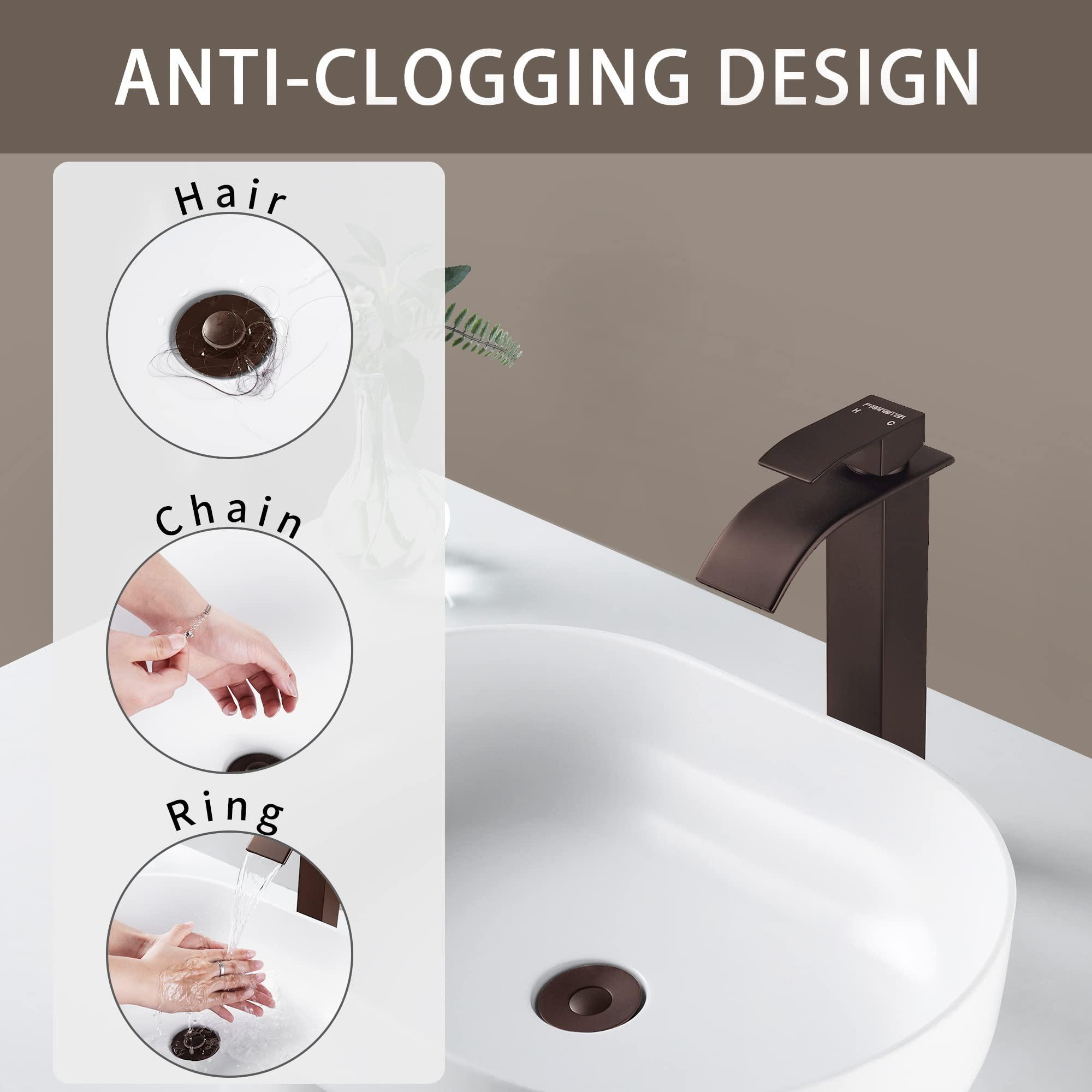Fransiton Bathroom Sink Stopper, 1.1-1.77 Inch Basin Pop Up Sink Drain Stopper, Anti Clogging Drain Plug with Detachable Hair Catcher, Dark Bronze - Image 3