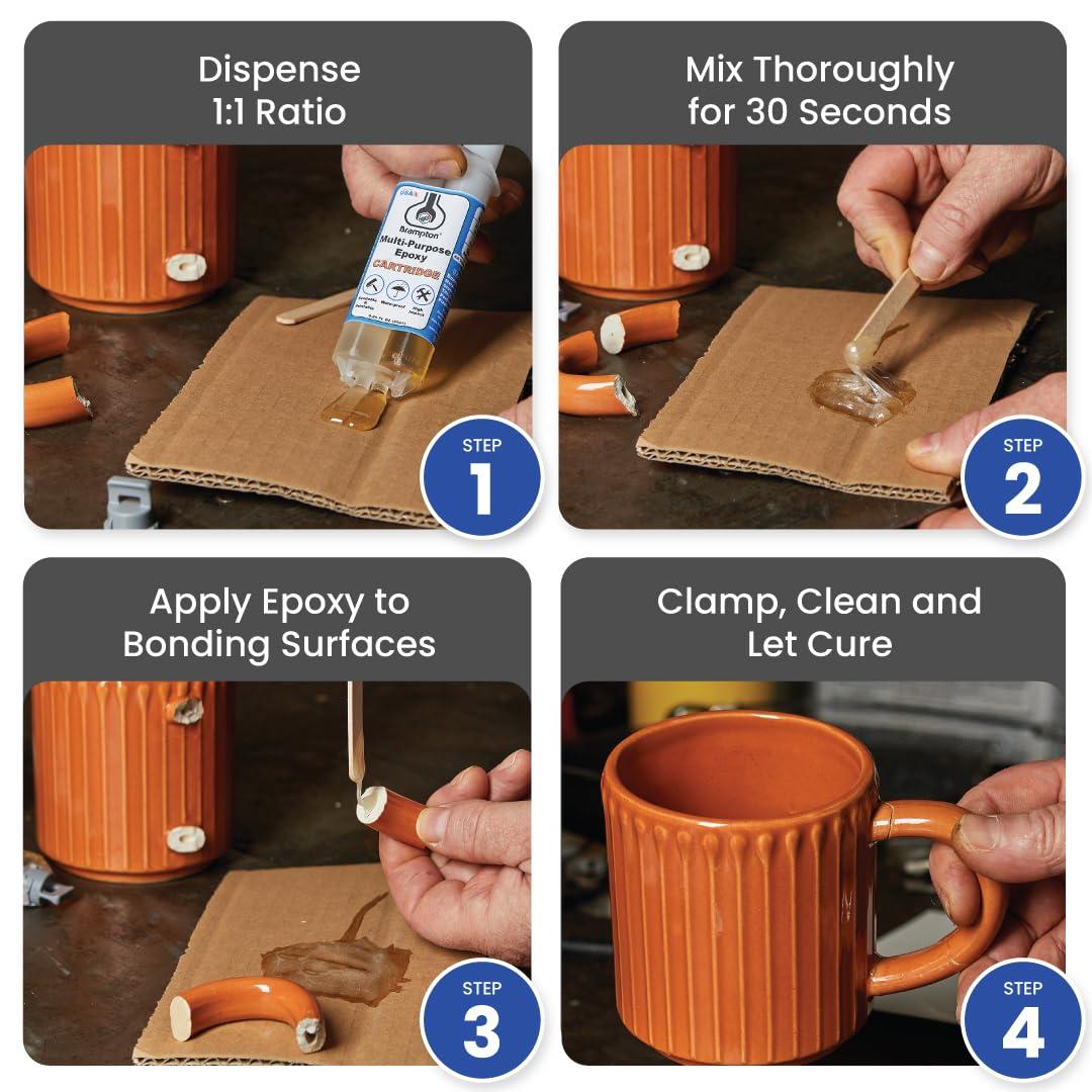 Brampton Multi-Purpose Epoxy, Quick 30-Minute Set, Waterproof 2-Part Epoxy Glue Kit for Tile, Metal, Ceramic, Glass, Wood, Stone, Strong Bonding, Sandable, Paintable Resin, Easy 1:1 Mix, 4 oz - Image 4