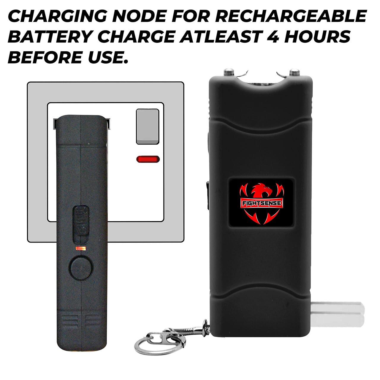 FIGHTSENSE Mini Stun Gun Keychain & Pepper Spray Combo Pack for Self Defense Kit - Extremely Powerful Stun Gun Flashlight for Women - Image 7