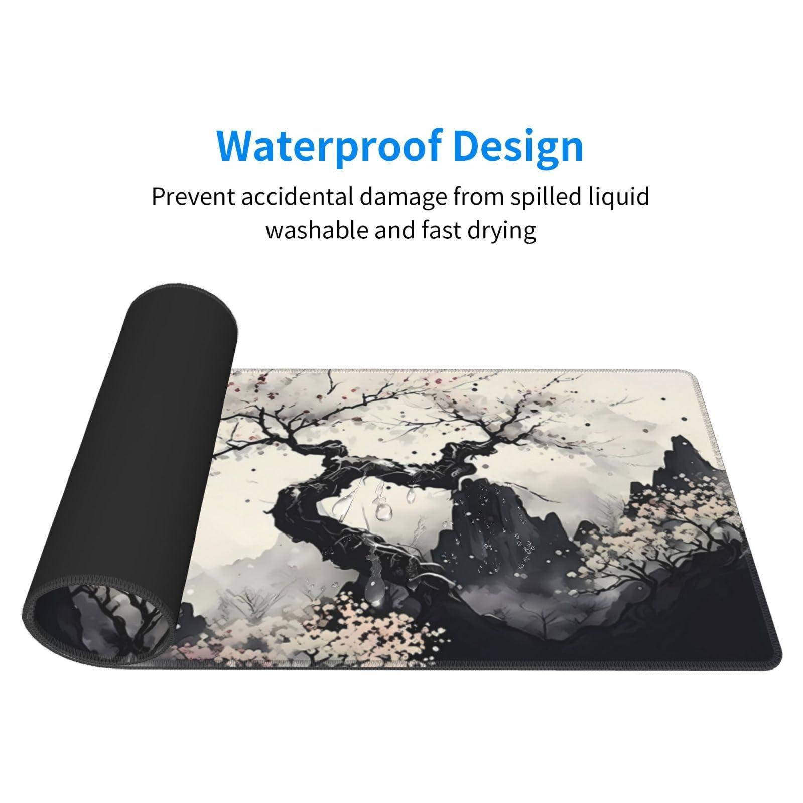 Japanese Mouse Pad, Large Japanese Desk Mat, XL Anime Gaming Keyboard Mat, Non-Slip Rubber Base, Big Extended Desk Protector for Home Office, 31.5”x11.8” - Image 7