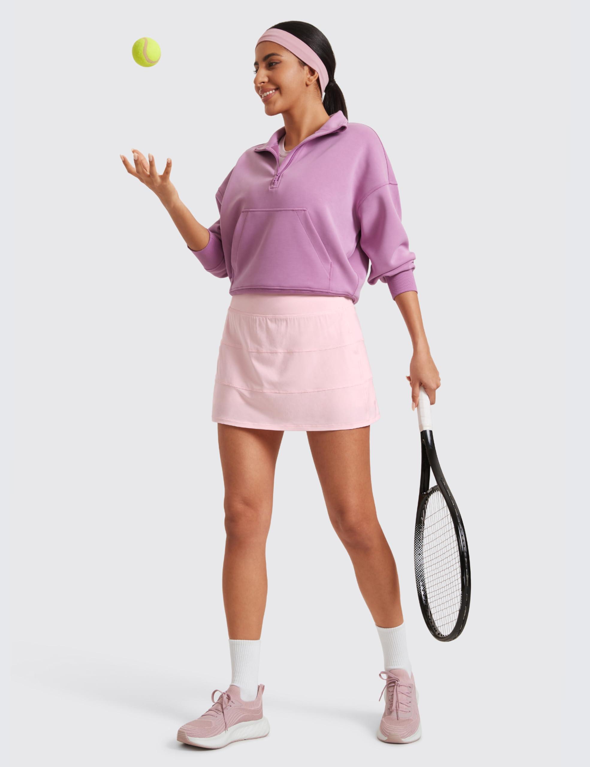 CRZ YOGA Womens High Waisted Tennis Skirts with 3 Pockets Golf A Line Lightweight Cute Athletic Casual Skorts - Image 3
