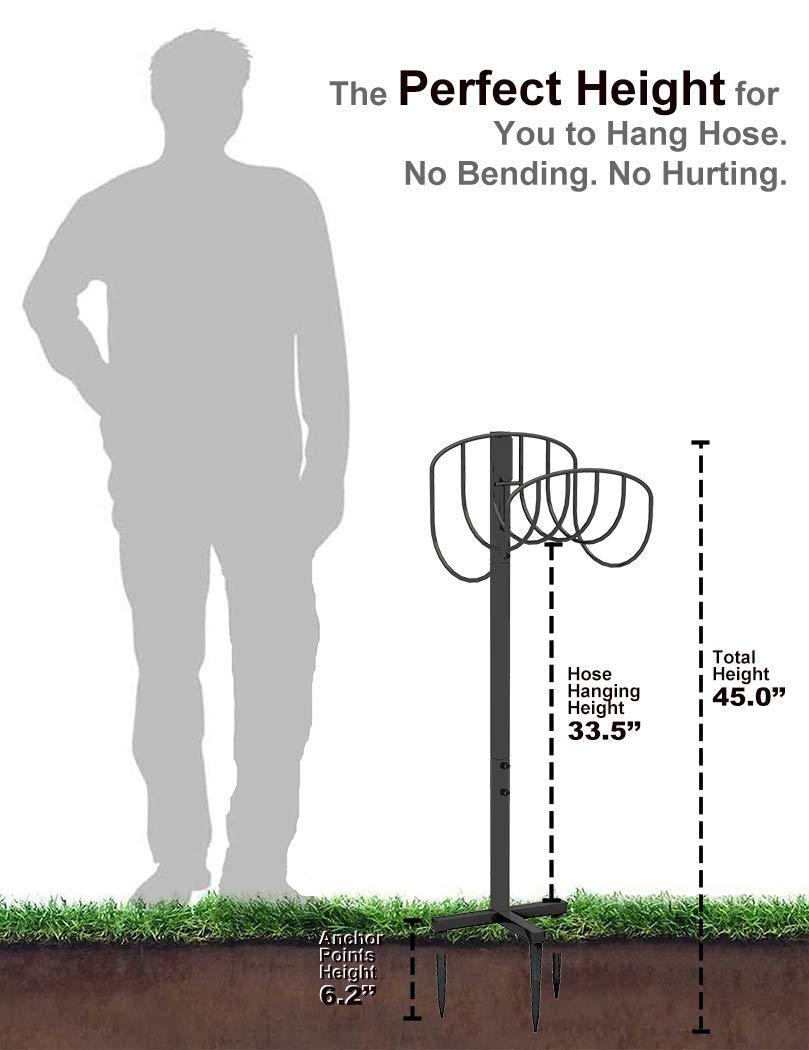 Artigarden Freestanding Garden Hose Holder Hanger, Heavy Duty Metal Water Hose Storage Stand Rack - Image 2