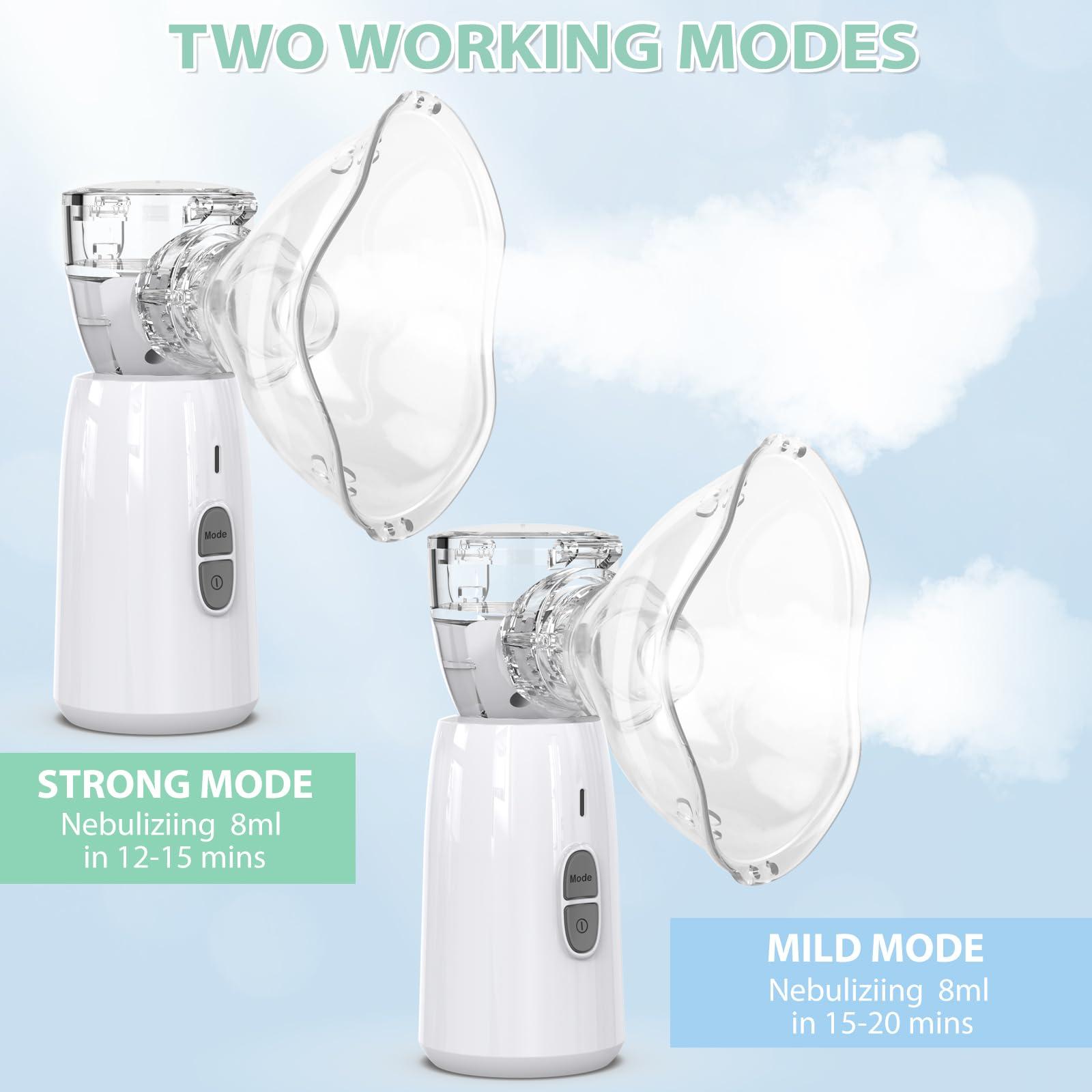 Portable Mesh Machine with 2 Masks & Mouthpiece, Handheld Spacer Quiet Working, 2 Adjustable Mode for Adult and Kid, for Travel & Home Use - Image 5