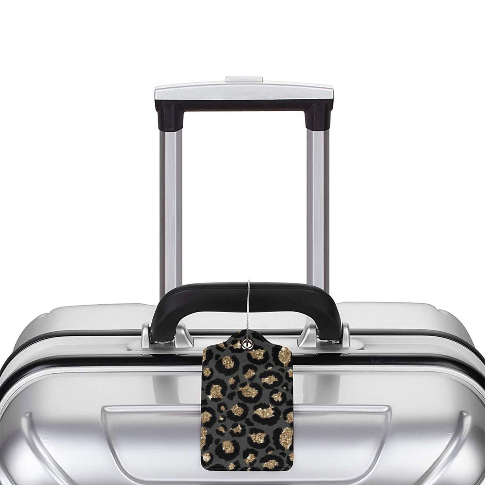 GACCAP 2 Pack Luggage Tags for Suitcase, Privacy Cover ID Label with Stainless Steel and Address Card for Travel Bag Backpack Cruise Ship Essentials Tag Women Girls - Black Gold Leopard Cheetah - Image 5
