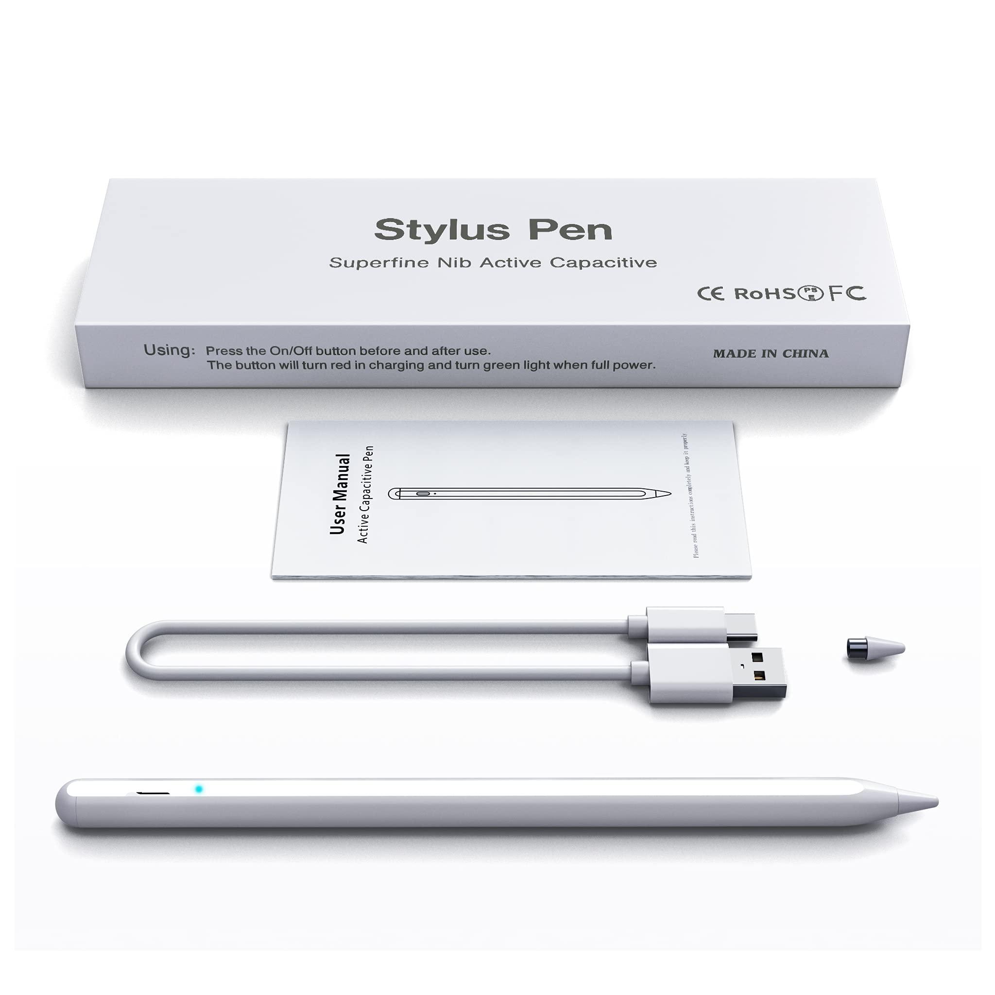 Stylus Pen, Active Stylus Pen Compatible for iOS and Android Touchscreens/Phones, Rechargeable Stylus Pen with Dual Touch Screen, Stylus Pencil for A-pple/Android/Tablet, 16.5CM,White - Image 9