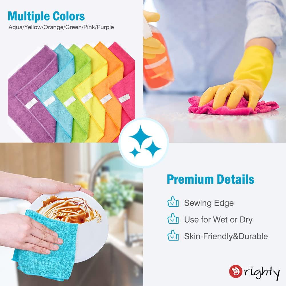 Orighty Microfiber Cleaning Cloth Pack of 12, Highly Absorbent Cleaning Supplies, Lint Free Cloths for Multiple-use, Powerful Dust Removal Clean Rags for House, Kitchen, Car Care(12x12 inch) - Image 6