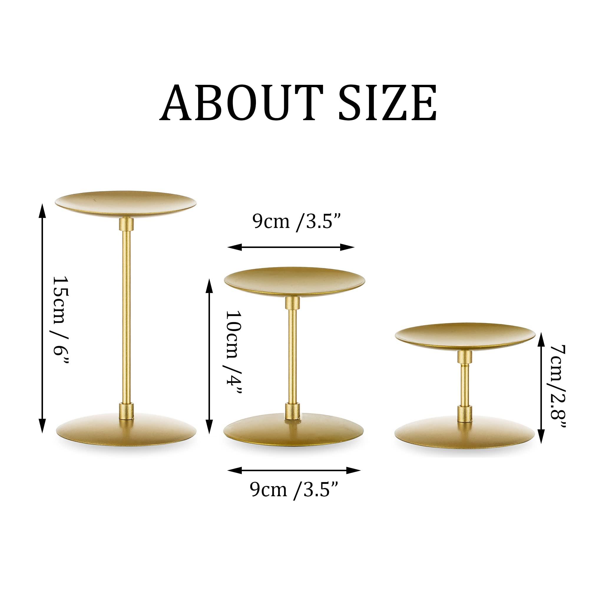 Pillar Candle Holders Candle Plates - Set of 6 Candelabra Candle Stand Iron Plate Minimalism Modern Home Mantel Dinning Table Christmas Decorations Centerpiece for Wedding, Party, Events, Gold - Image 3