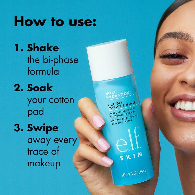 e.l.f. SKIN Holy Hydration Off Makeup Remover, Liquid Makeup Remover For Eye, Lip & Face Makeup, Gentle Formula, Vegan & Cruelty-free - Image 5