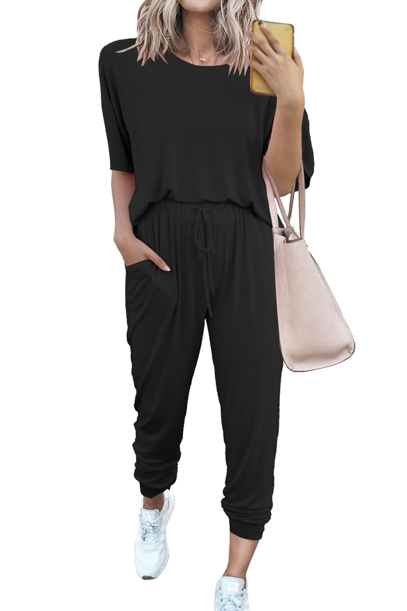 PRETTYGARDEN Women's Two Piece Lounge Sets 2025 Spring Summer Jogger Pants Vacation Outfits Travel Airplane Matching Clothes