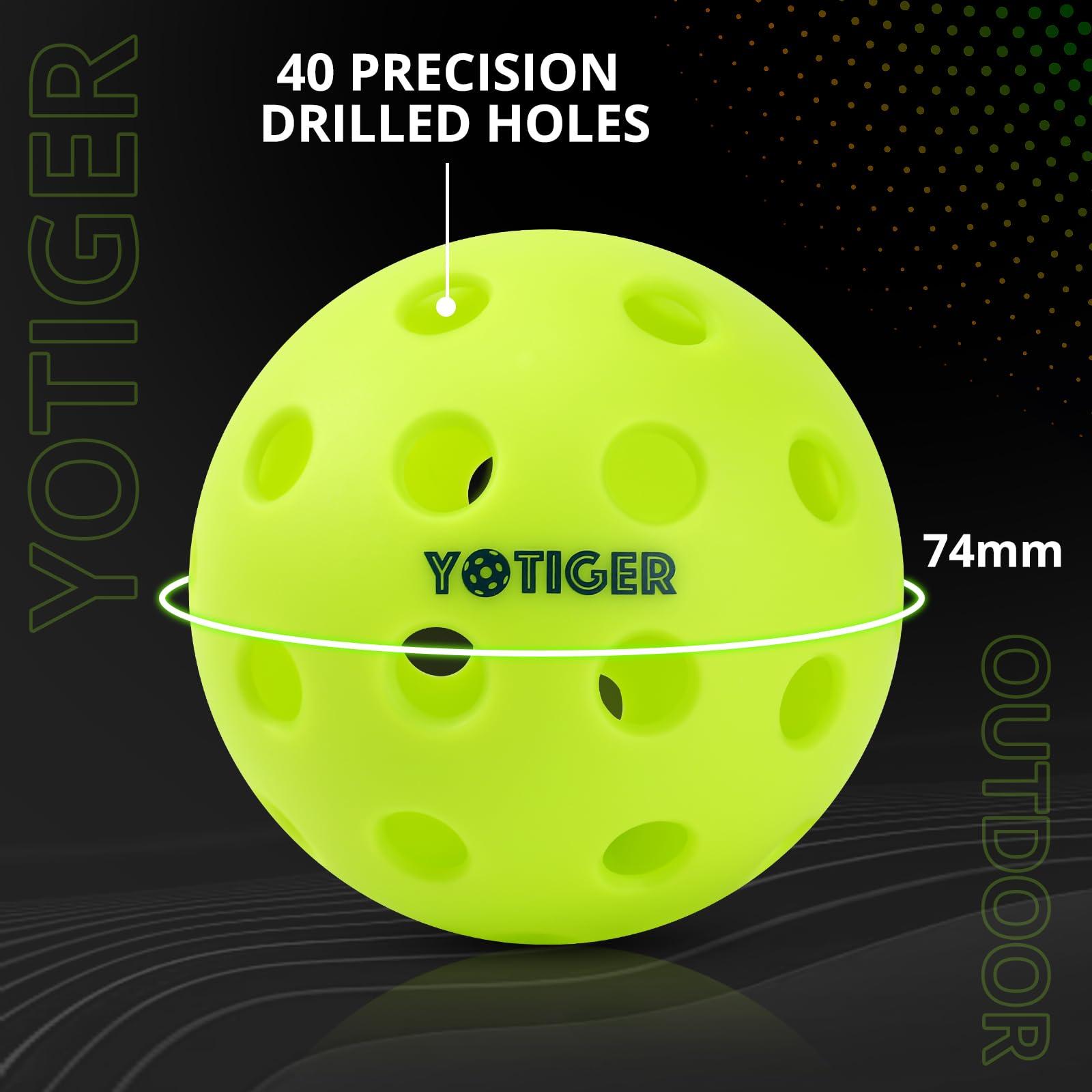 YOTIGER Pickleball Balls, 4 Pack | 12 Pack | 36 Pack - 40 Holes, High Visibility & Bounce, Durable for All Skill Levels - Image 5