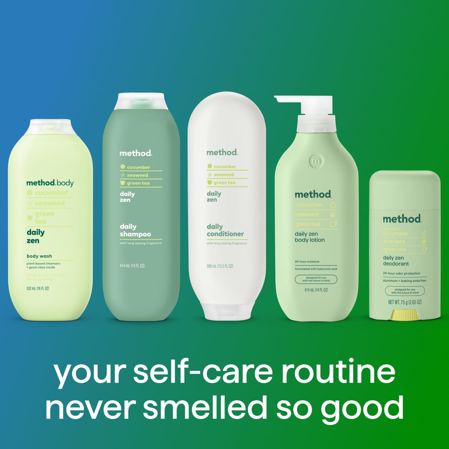 Method Everyday Shampoo, Daily Zen with Cucumber, Green Tea, and Seaweed Scent Notes, Paraben and Sulfate Free, 14 oz (Pack of 3) - Image 9