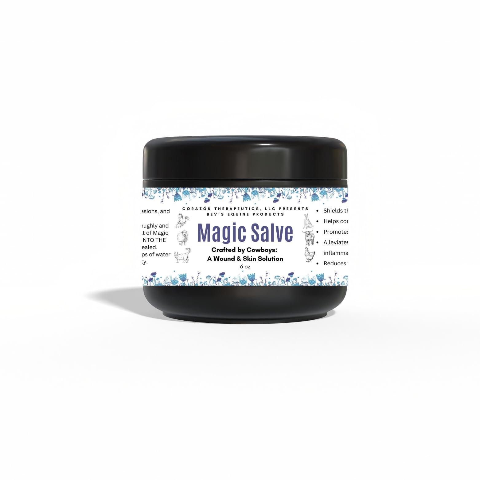 Wound Salve - for Horses, Pets, Livestock & People - Calendula, Shields Abrasions, Stops Infections, Promotes Scabbing, Reduces Inflammation & Scarring, Vet-Approved - Bev's Magic Salve (6 oz)