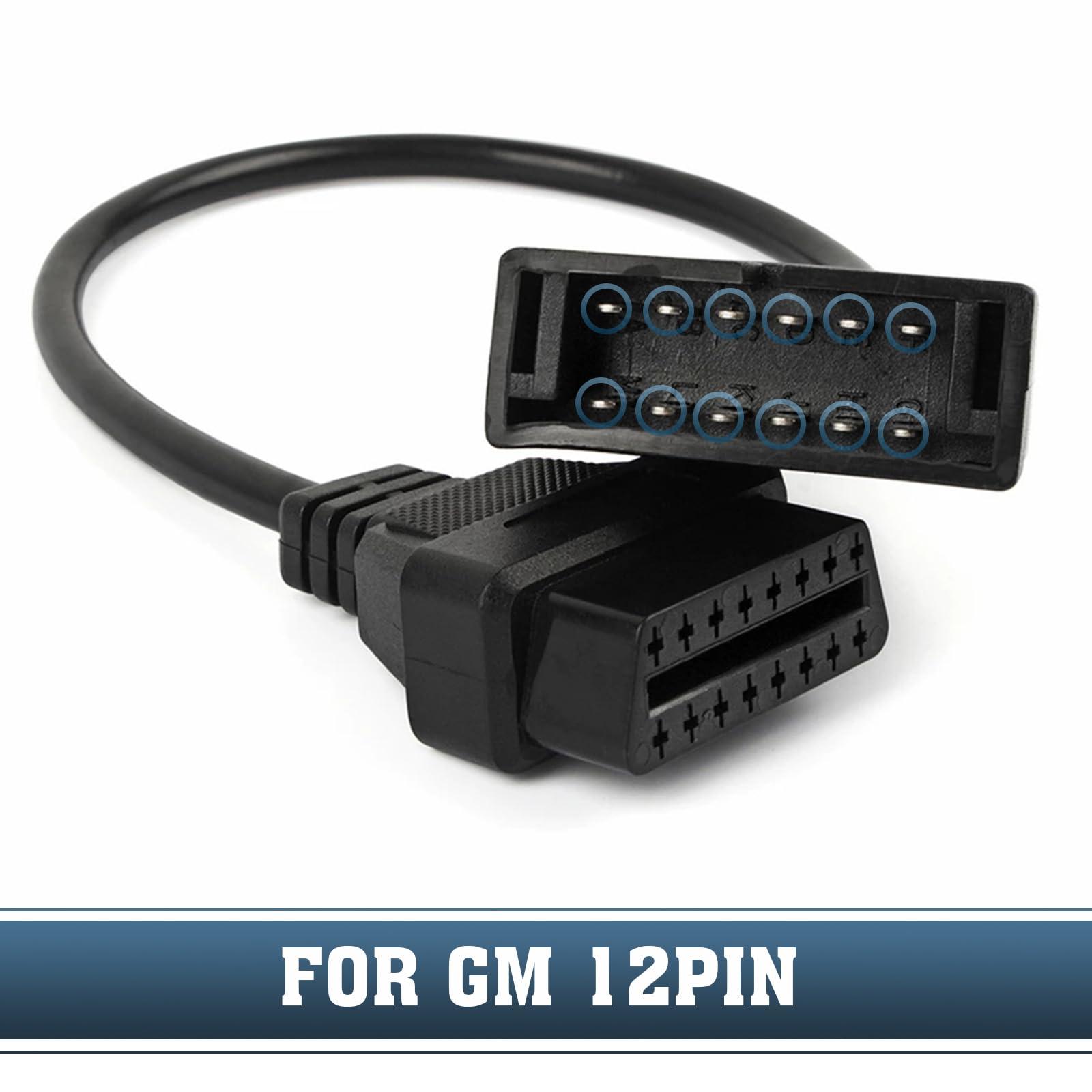 Flygun 1 PC OBD1 Scanner Connector, OBD1 to OBD2 GM Adapter, Scanning Diagnostic Extension Tool Cable Connector, Compatible with GM 12 Pin to OBD1 to OBD2 16 Pin Connector (Black) - Image 3