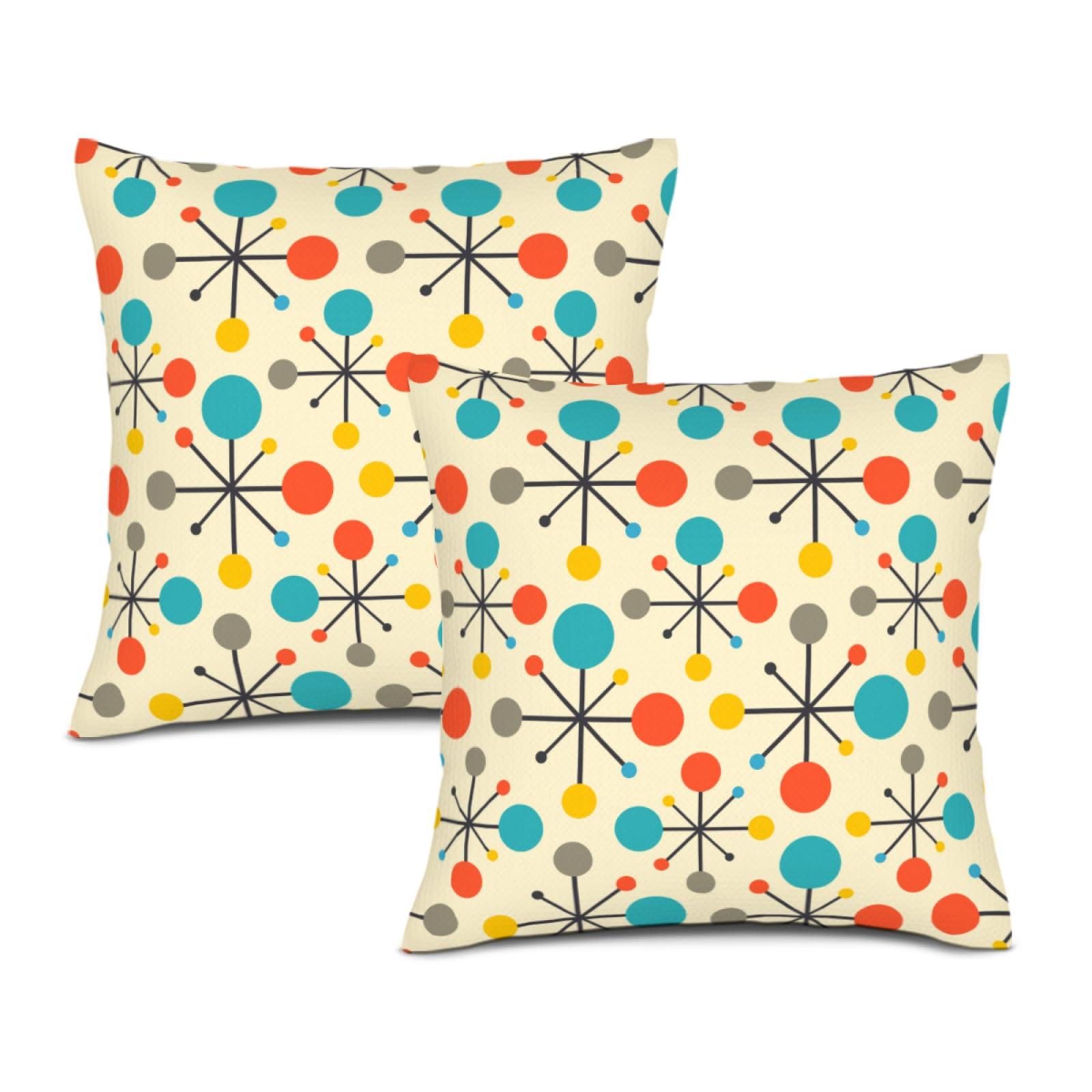Waiyear Mid Century Modern Atomic Throw Pillows Covers 18"x18" Set of 2, Retro Decorative Pillow Cases for Couch Sofa Living Room,Yellow Cushion Covers