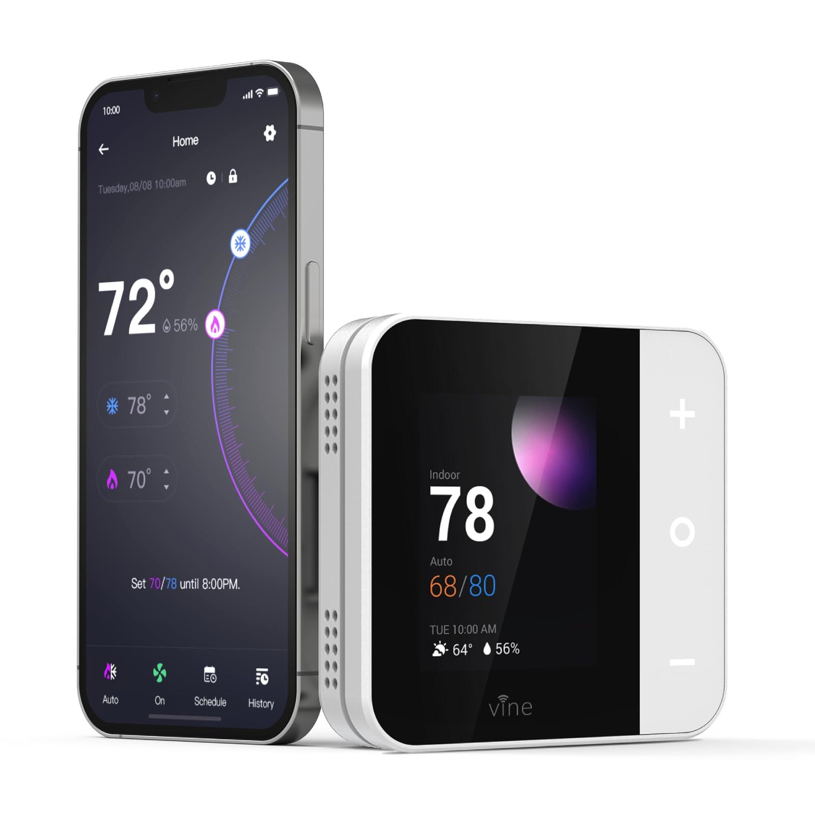 Vine Thermostat for Home with Touchscreen Color Display, WiFi Smart Thermostat Compatible with Alexa and Google Assistant, 7day/8period Programmable, Energy Saving, C-Wire Required, Screen Size 2.8" - Image 10