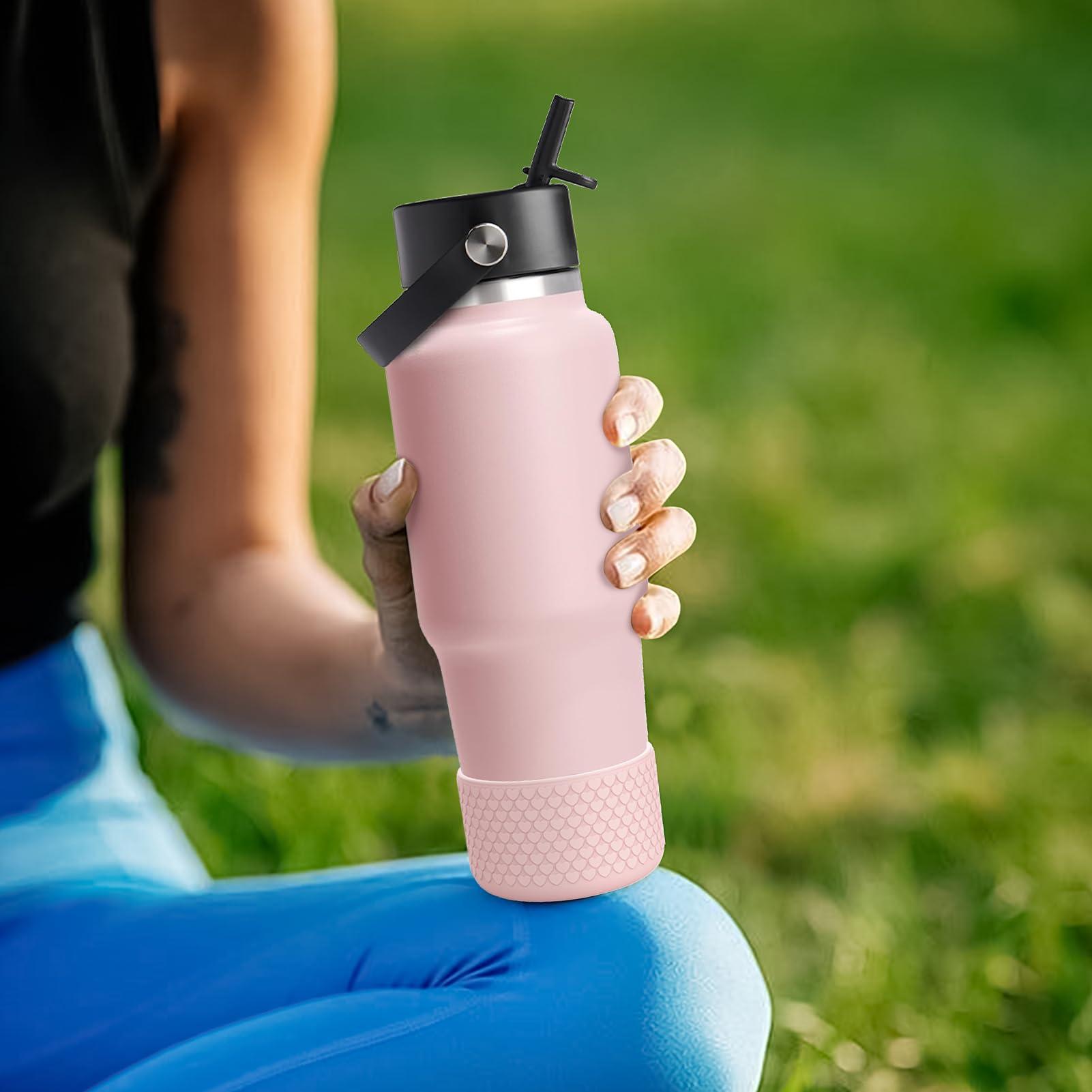 WUQID Heart Shape Silicone Boot, Compatible with Hydro Flask Wide Mouth Vacuum Water 32oz Bottle, Anti-Slip Reduce Dent Protective Bottom Sleeve Cover - Image 9