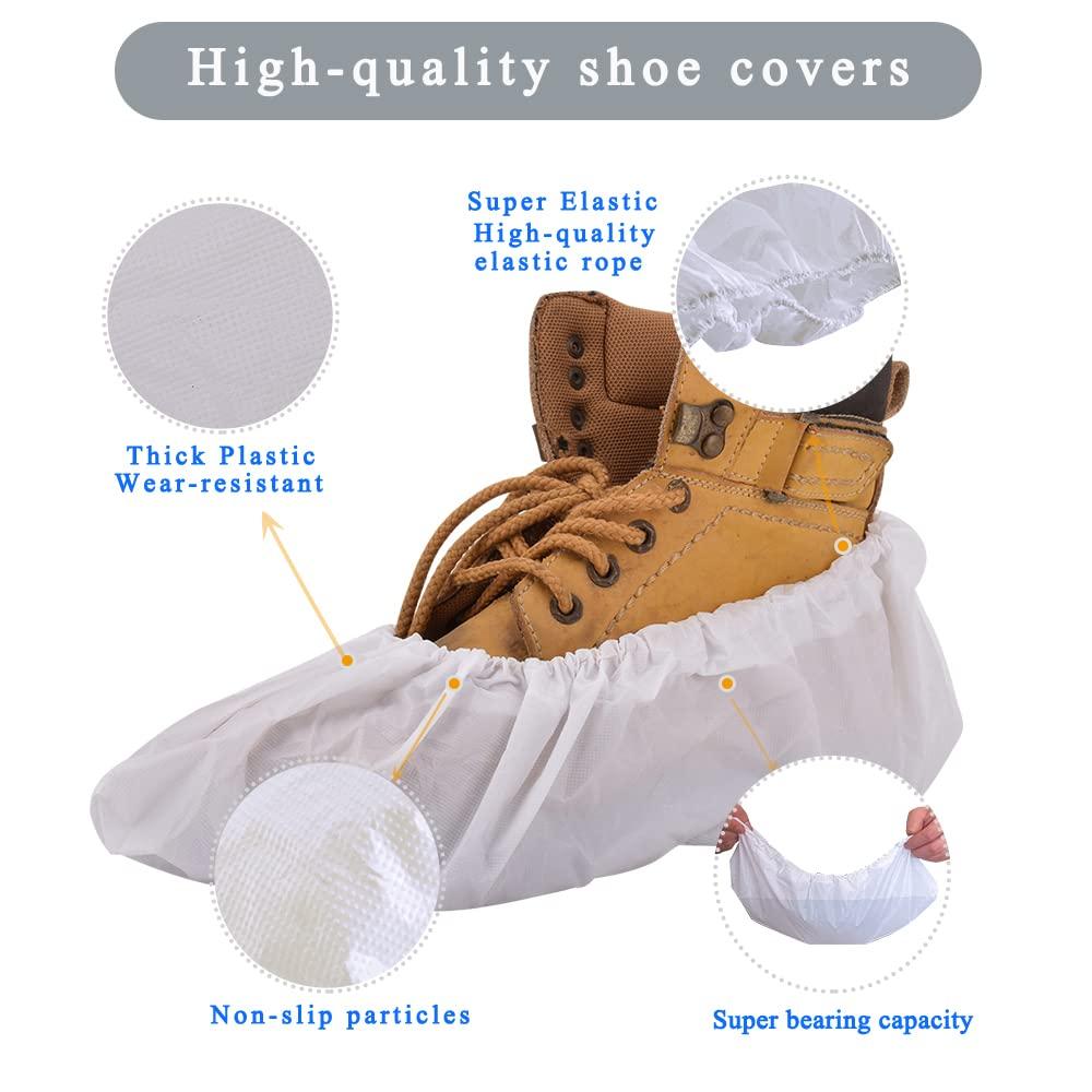 Sunshine post Shoe Covers Disposable,200Pack（100 Pairs）Boot Covers Waterproof Non Slip -Resistant One Size Fits Most for Rain Cleaning Indoor Floor Protection,White - Image 3