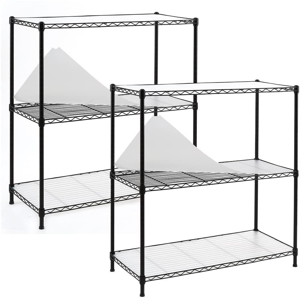 EZPEAKS 2-Pack 3-Shelf Shelving Unit with 3-Shelf Liners, 36" W X 16" D X 36" H Adjustable Rack, Steel Wire Shelves, Shelving Units and Storage for Laundry Bathroom Kitchen Pantry Closet, Black - Image 3