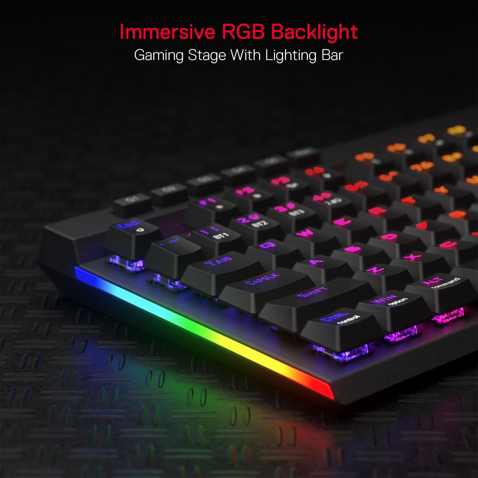 Redragon K580 PRO Wireless RGB Gaming Keyboard, 3-Modes 104 Keys Mechanical Keyboard w/Hot-Swap Socket, Dedicated Media Controls & Onboard Macro Recording, Linear Red Switch - Image 3