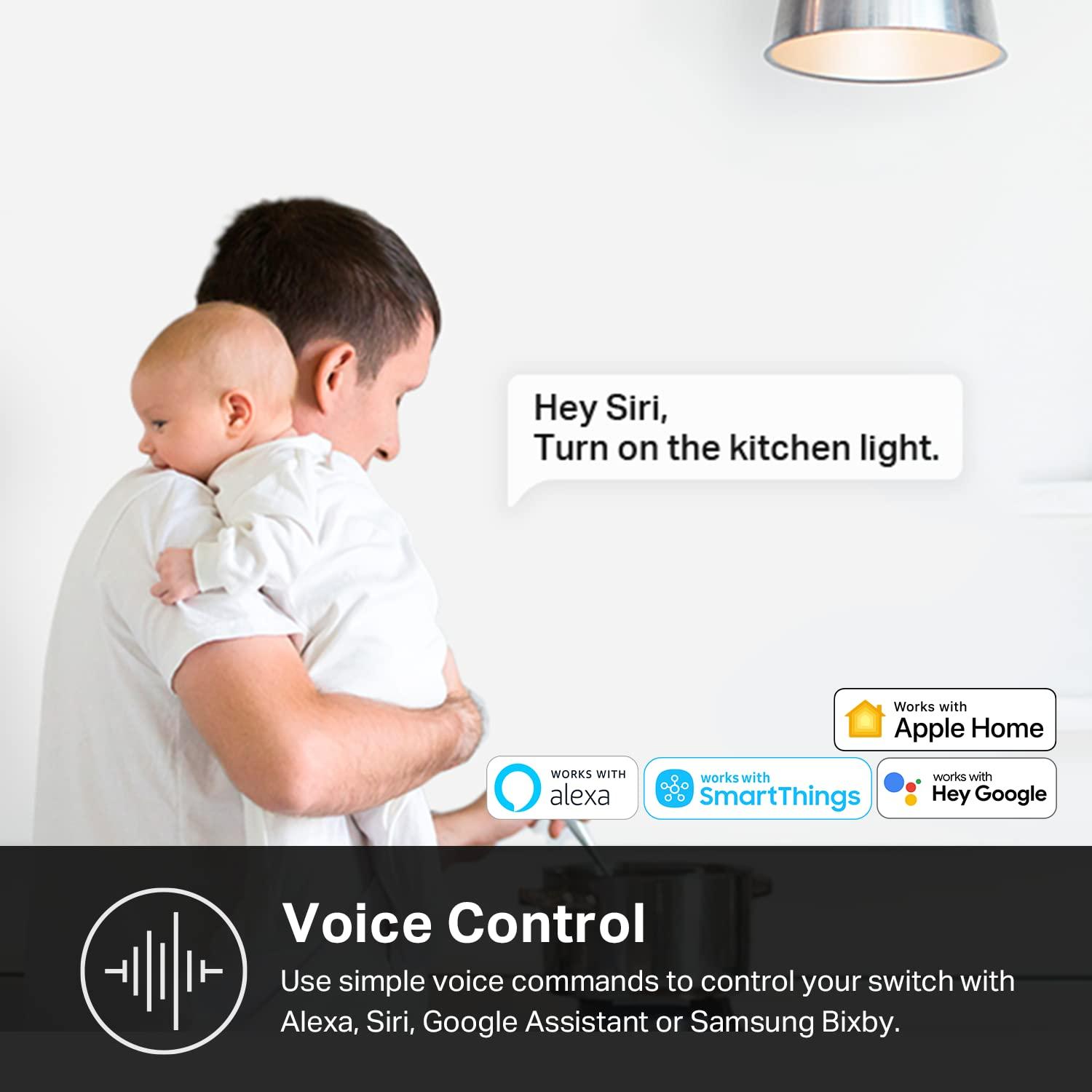Kasa Apple HomeKit Smart Light Switch KS200P3, Single Pole, Neutral Wire Required, 2.4GHz Wi-Fi Light Switch Works with Siri, Alexa and Google Home, UL Certified, No Hub Required, White, 3-Pack - Image 4