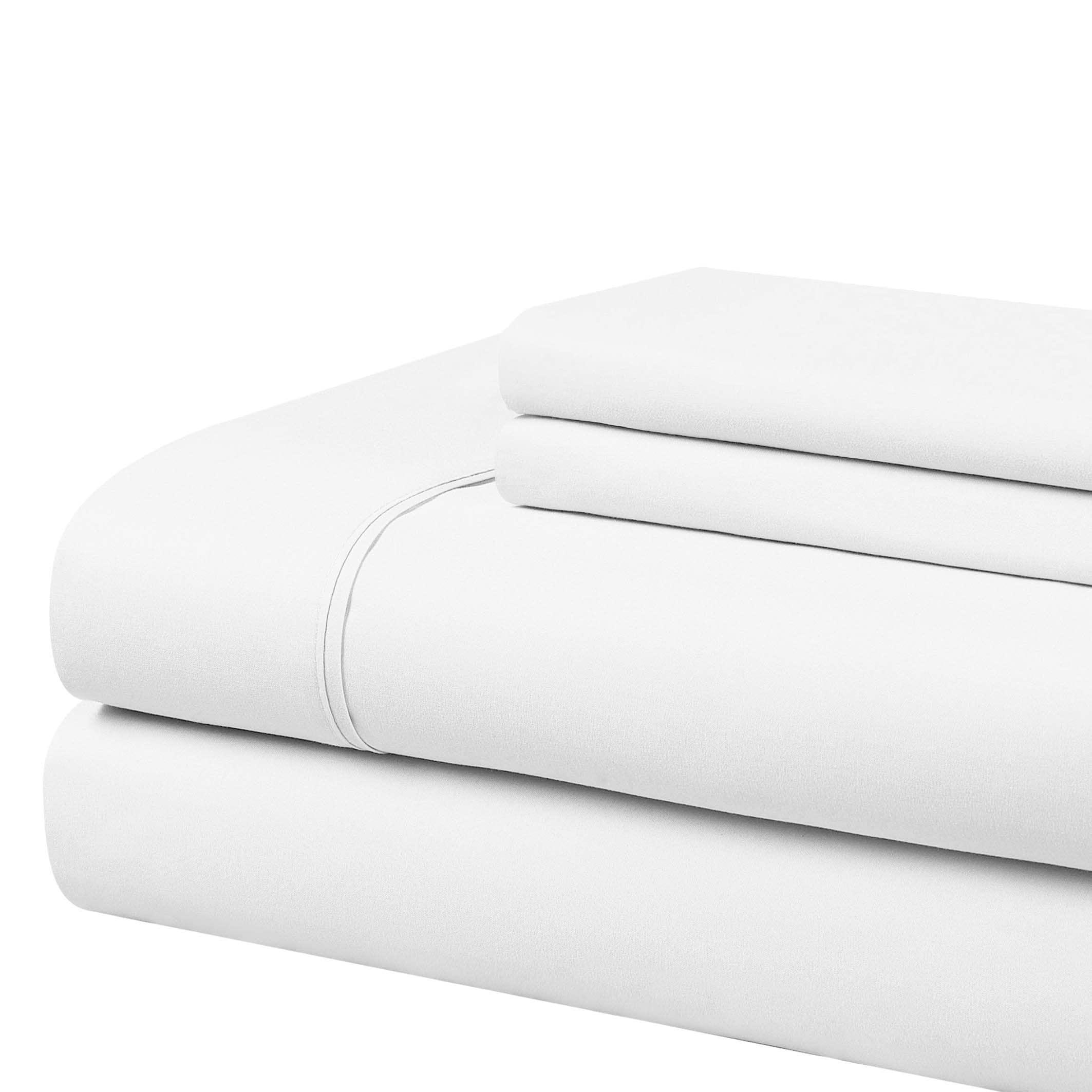 Cathay Home Essentials Ultra Soft Hypoallergenic Wrinkle Resistant Double Brushed Microfiber Bedding Sheet Set, White, King - Image 1