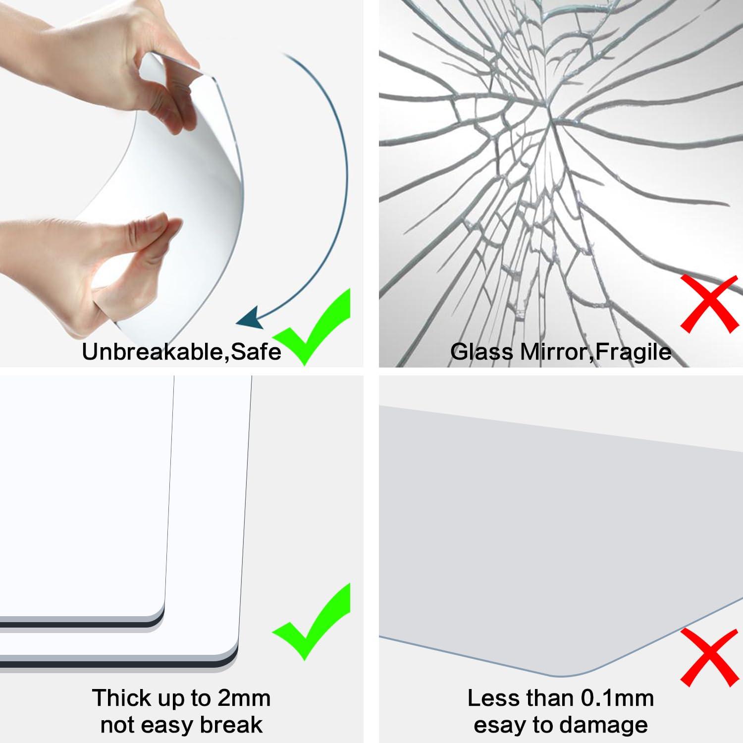 AmasSmile Wall Mirror Full Length 8'' X 8'' X 4PCS Self Adhesive Acrylic Mirror Tiles Shatterproof 2MM Thick Mirror Stickers Gym Mirrors for Home Gym Door Mirror Make Up Mirror for Bedroom - Image 5