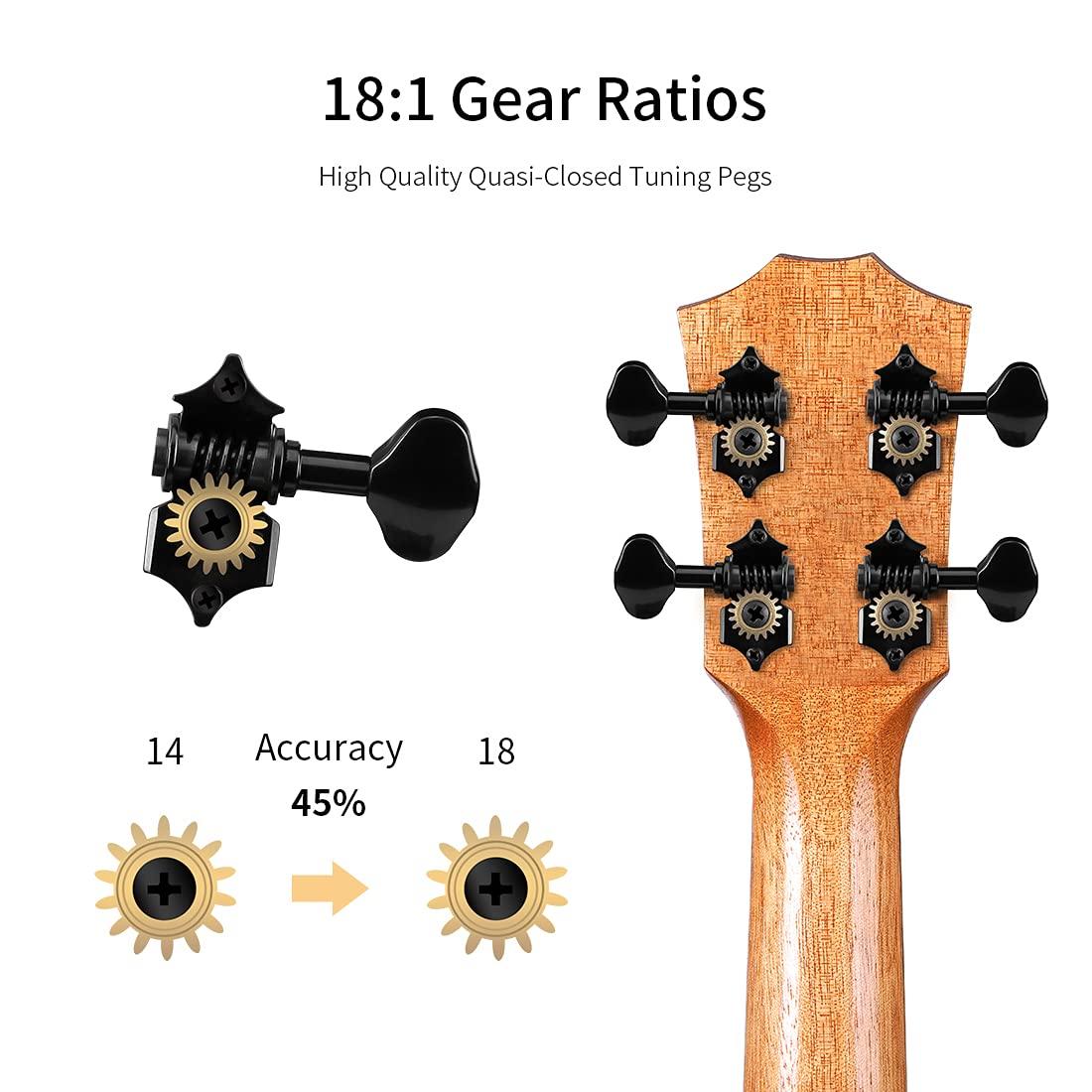 Rosen Concert Ukulele Solid Mahogany 23 inch Professional Ukelele Starter Bundle Kit with Lesson Book Gig Bag Tuner Capo Picks Strings - Image 4