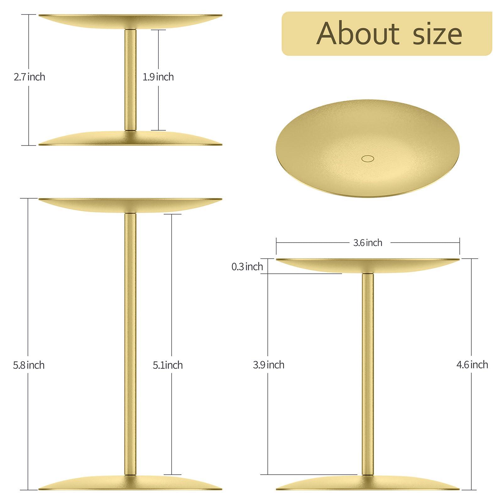 smtyle Gold Metal Cast Iron Candle Holders Set of 3 Centerpieces with Iron-3.5" Diameter Ideal for Pillar LED Candles Table Decor - Image 3
