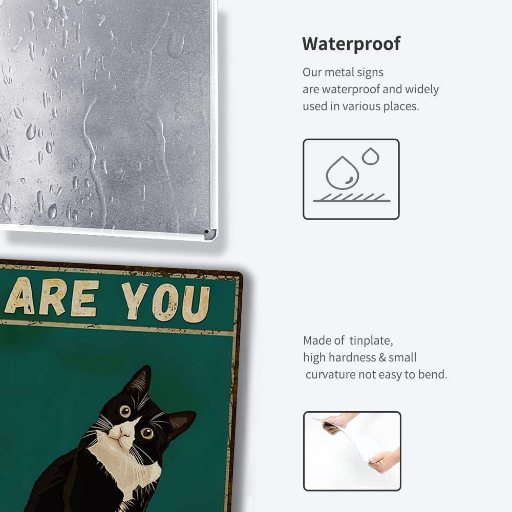 Fmcmly Vintage Tuxedo Cat Decor 8x12 Inch,Are You Pooping?Cute Room Decor Metal Posters,Bathroom Wall Art Signs,Gift for Cat Lovers - Image 4