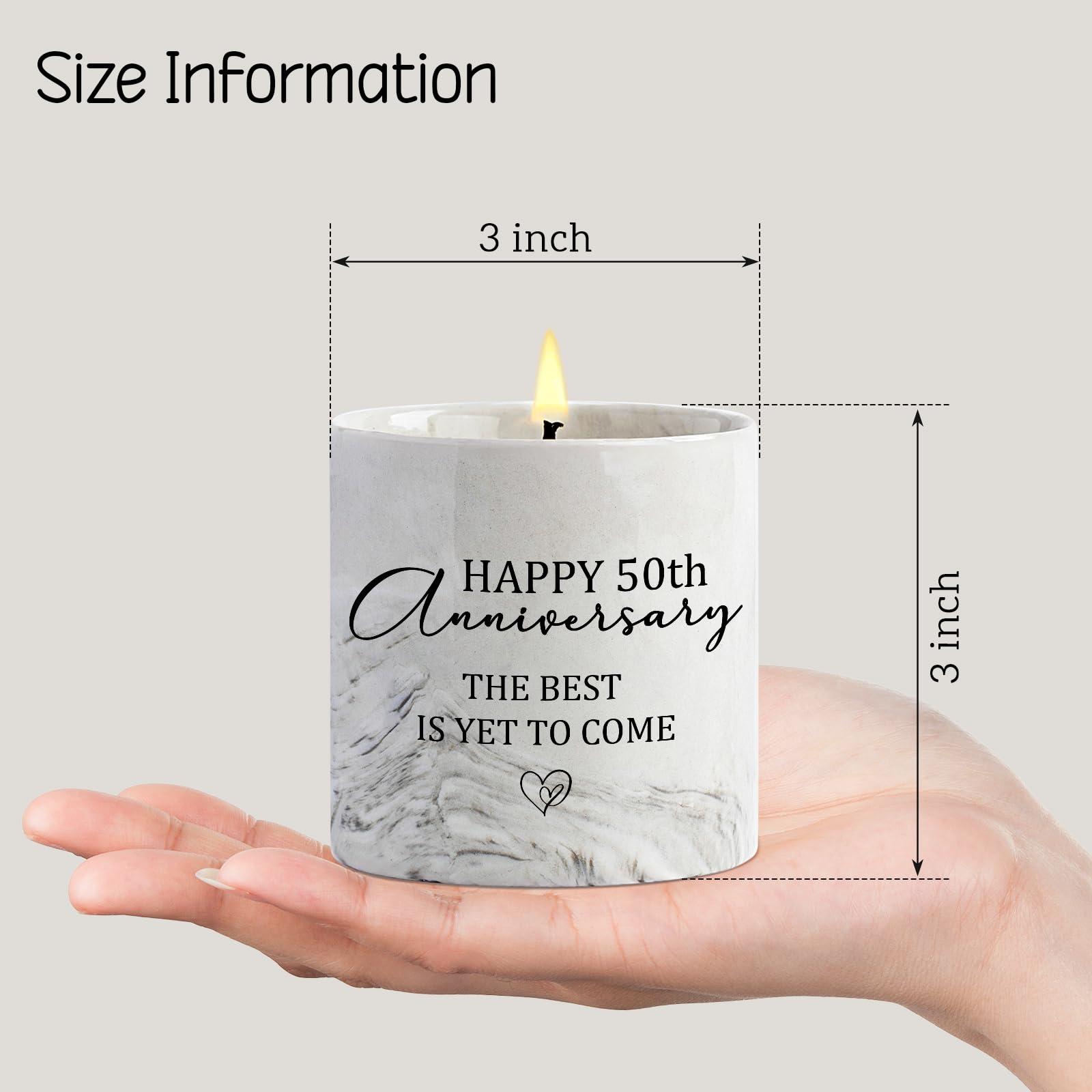 50th Anniversary Candle for Couples 50th Golden Anniversary Wedding Gifts for Parents Women Men Lavender Happy 50 Year Aniversario Candle Gifts for Wife Husband 6 oz - Image 6