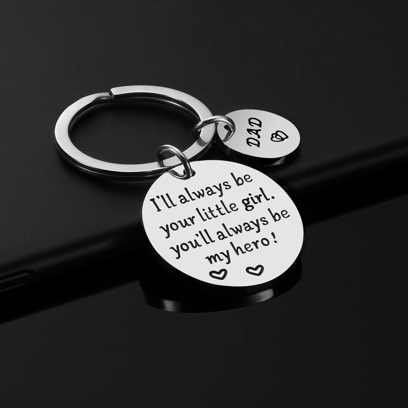 Father’s Day Gift - Dad Gifts from Daughter for Birthday Christmas Valentine’s Day, I'll Always Be Your Little Girl, You Will Always Be My Hero Daddy Keychain, Father Daughter Keyring - Image 6