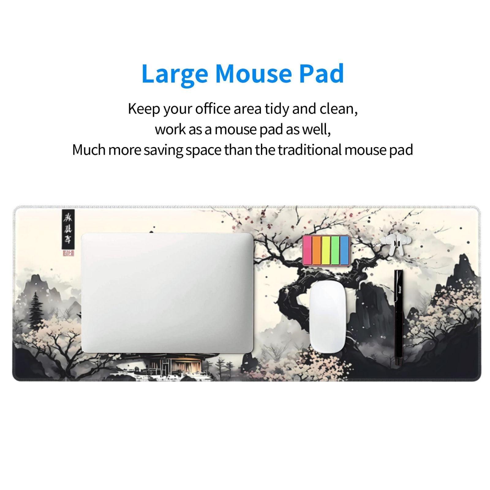 Japanese Mouse Pad, Large Japanese Desk Mat, XL Anime Gaming Keyboard Mat, Non-Slip Rubber Base, Big Extended Desk Protector for Home Office, 31.5”x11.8” - Image 6
