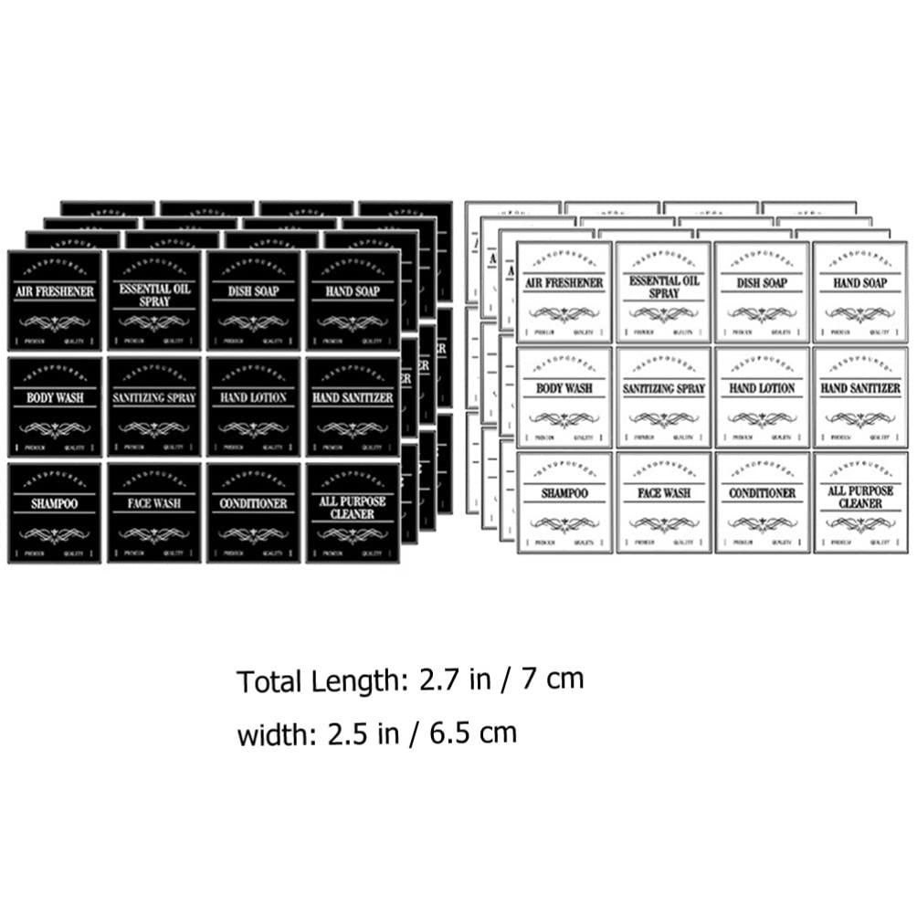 PipoNs 2 Sets Bathroom Supplies Labels Refillable Shampoo and Conditioner Bottles Shampoo Dispenser Stickers Soap Labels Cleaning Labels Laundry Room Labels PVC Container Detachable Size7x6.5CM - Image 6