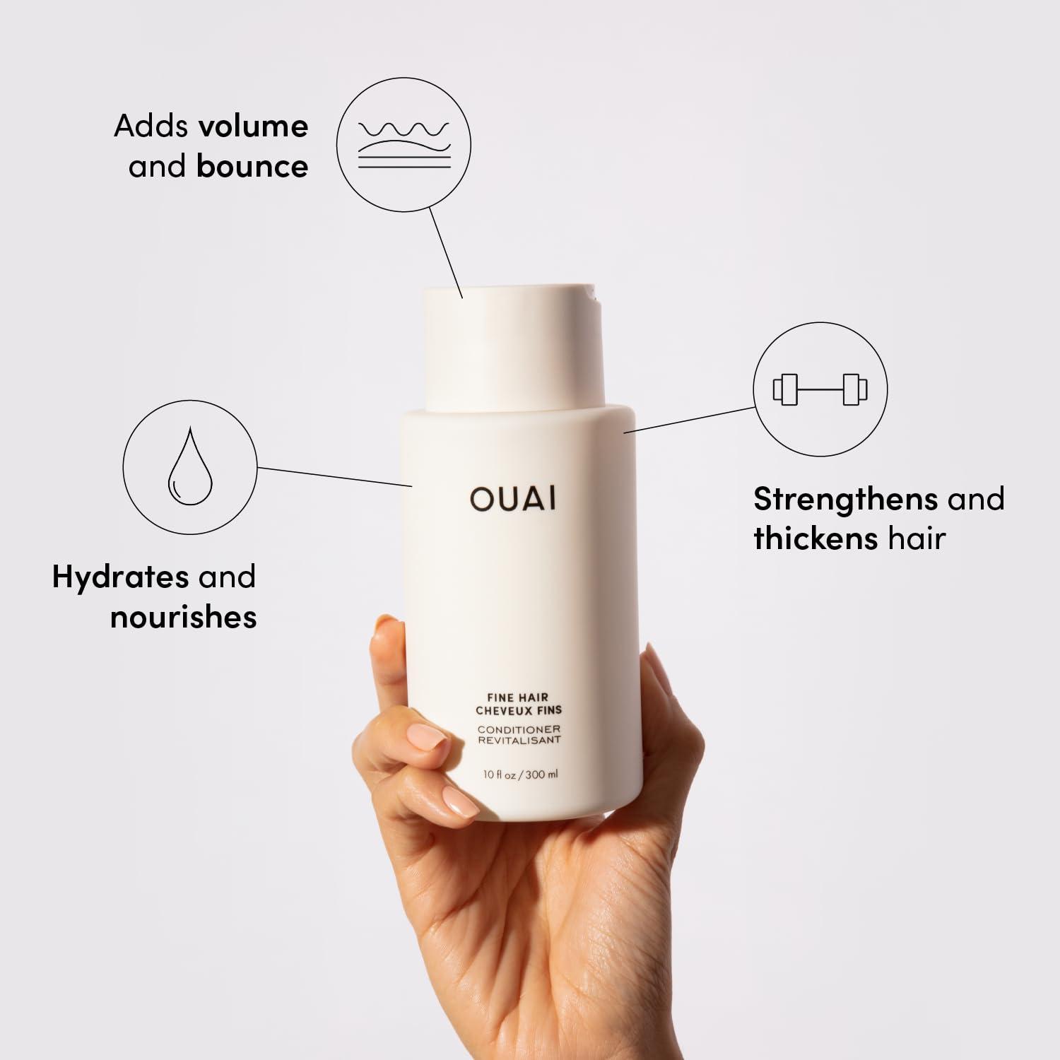 OUAI Fine Hair Conditioner - Volumizing Conditioner for Fine Hair Made with Keratin, Biotin and Chia Seed Oil - Adds Softness, Bounce and Volume - Free from Parabens, Sulfates, and Phthalates (10 Oz) - Image 2