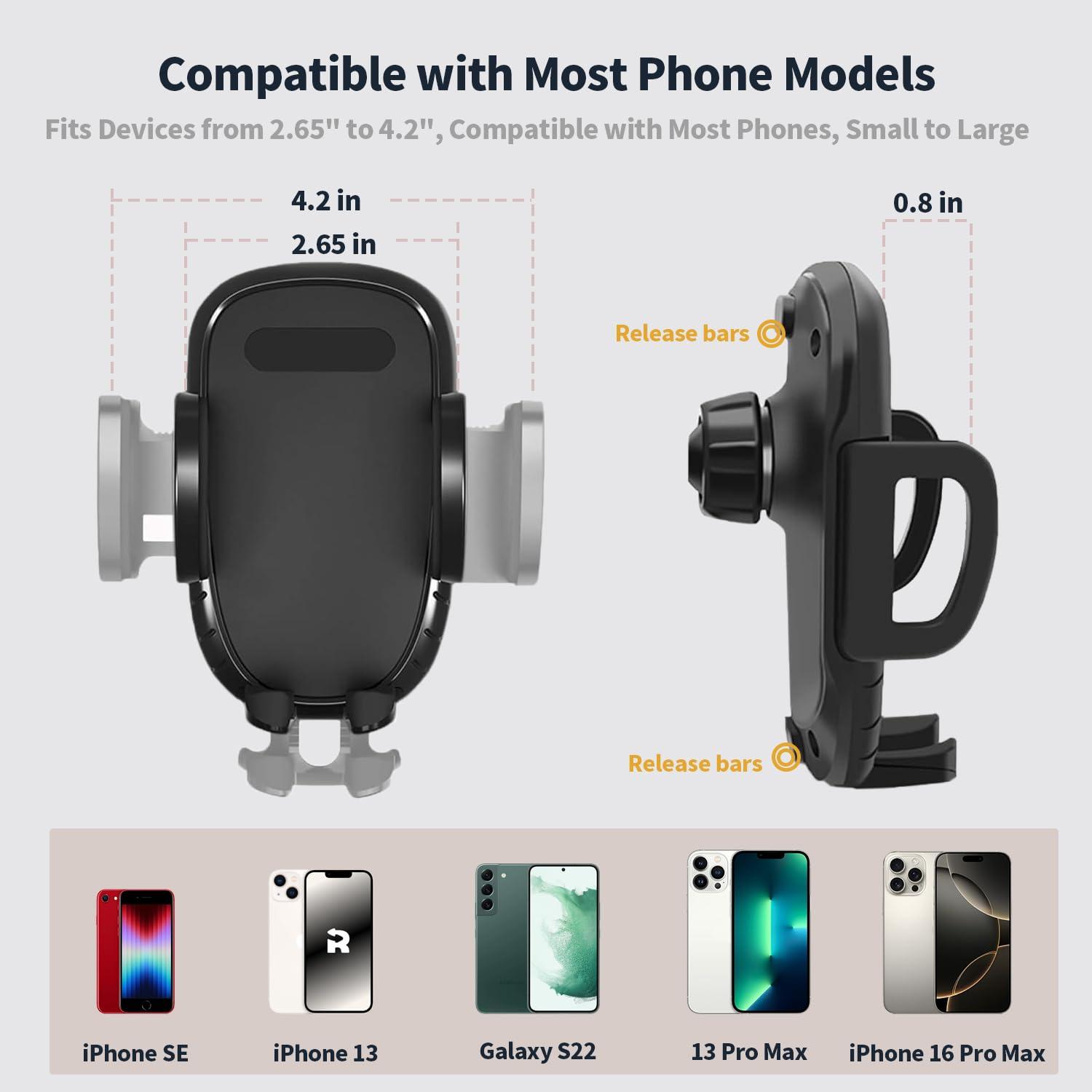 Linskip Dashboard Universal Phone Mount & Smart Phone Holder for 2021-2025 Ford Bronco Raptor & Bronco Accessories 2/4 Door, Rotates Vertical and Horizontal, One-Hand Operation, Interior Accessories - Image 2