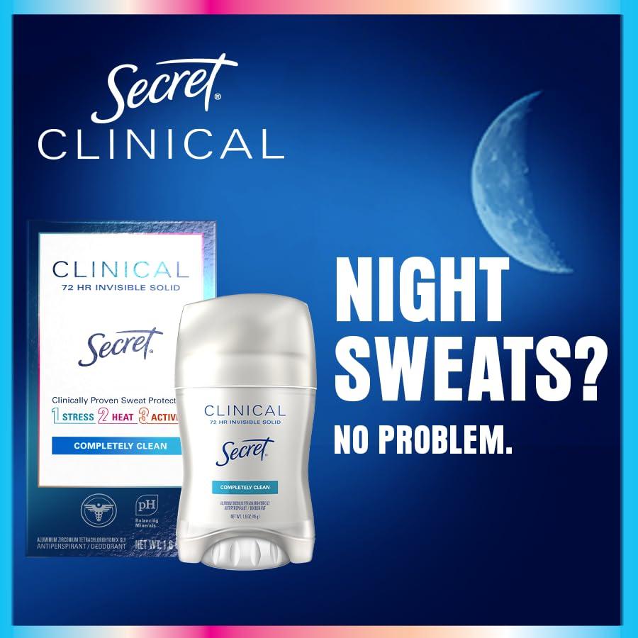 Secret Clinical Strength Antiperspirant Deodorant for Women, Free & Sensitive, 3X Stress Protection, 72hr Sweat & Odor Protection, PH Balancing Minerals, Invisible Solid, Unscented, 1.6 oz (Pack of 3) - Image 5