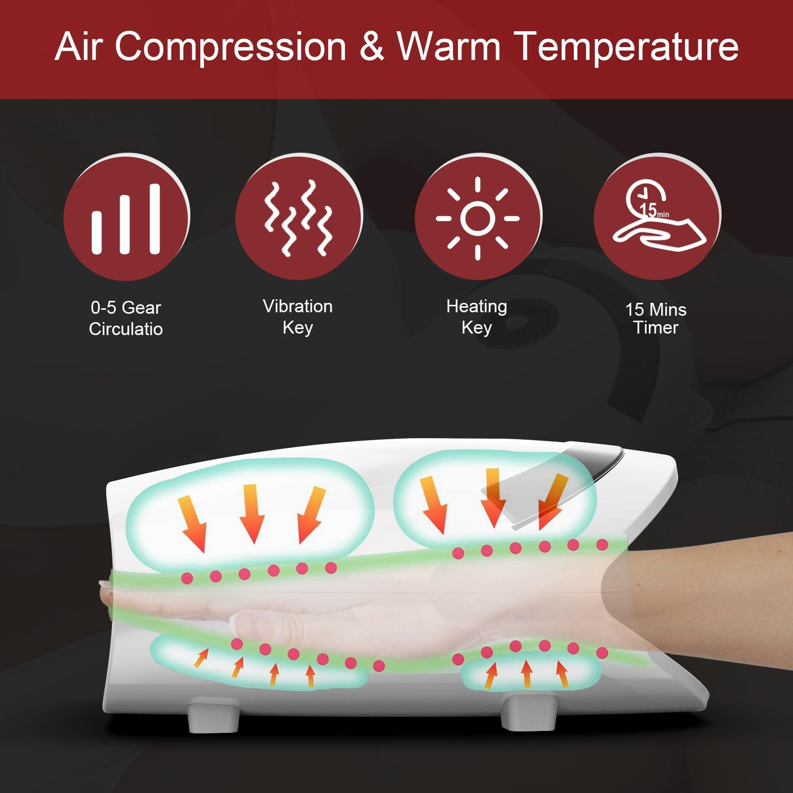 Xllent Birthday Gifts for Women Men Mom Grilfrend - Hand Massager with Compression & Heating,Electric Hand Massager for Arthritis and Carpal Tunnel(White) - Image 3