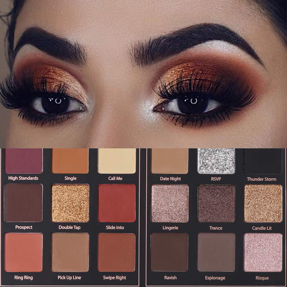 Prism Makeup Matte Eyeshadow Palette Pro 18 Colors Pigmented Shimmer Glitter Eye Shadow Palette, Long Lasting Waterproof Smokey Powder Cosmetics Halloween Makeup Kit (01# Seductress) - Image 6