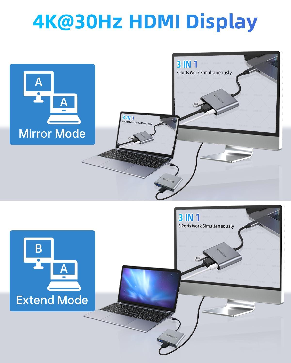 usbc to hdmi Adapter,hdmi to USB c with 100W PD & USB 3.0,4K HDMI to Typec Adapter, USB C Hub Multiport AV Converter Compatible with MacBook,Laptops, iPhone,PC, Nintendo Switch,steam Deck, rog Ally - Image 5