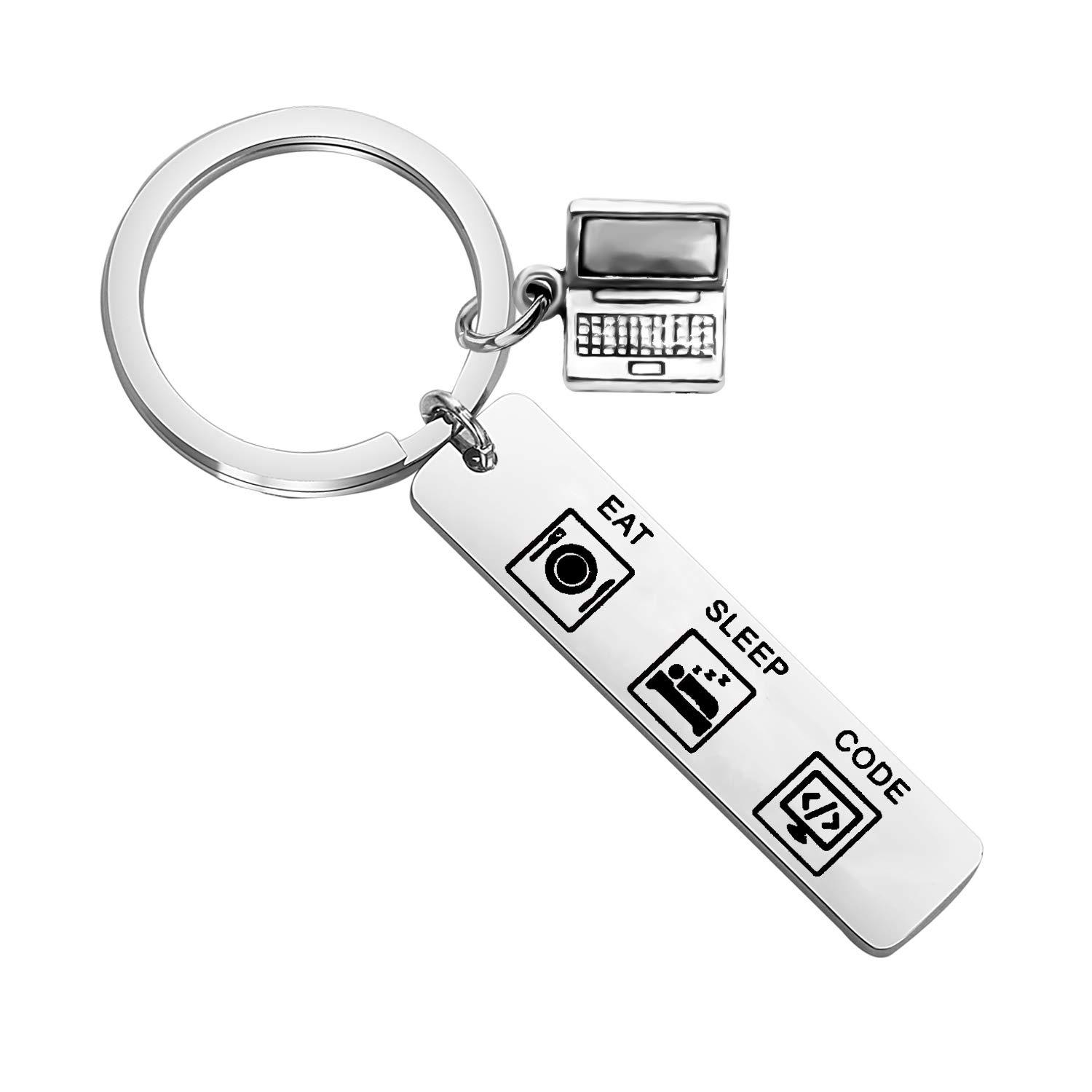 TGBJE Eat Sleep Code Keychain Gift for Programmer, Coder, and Software Engineer