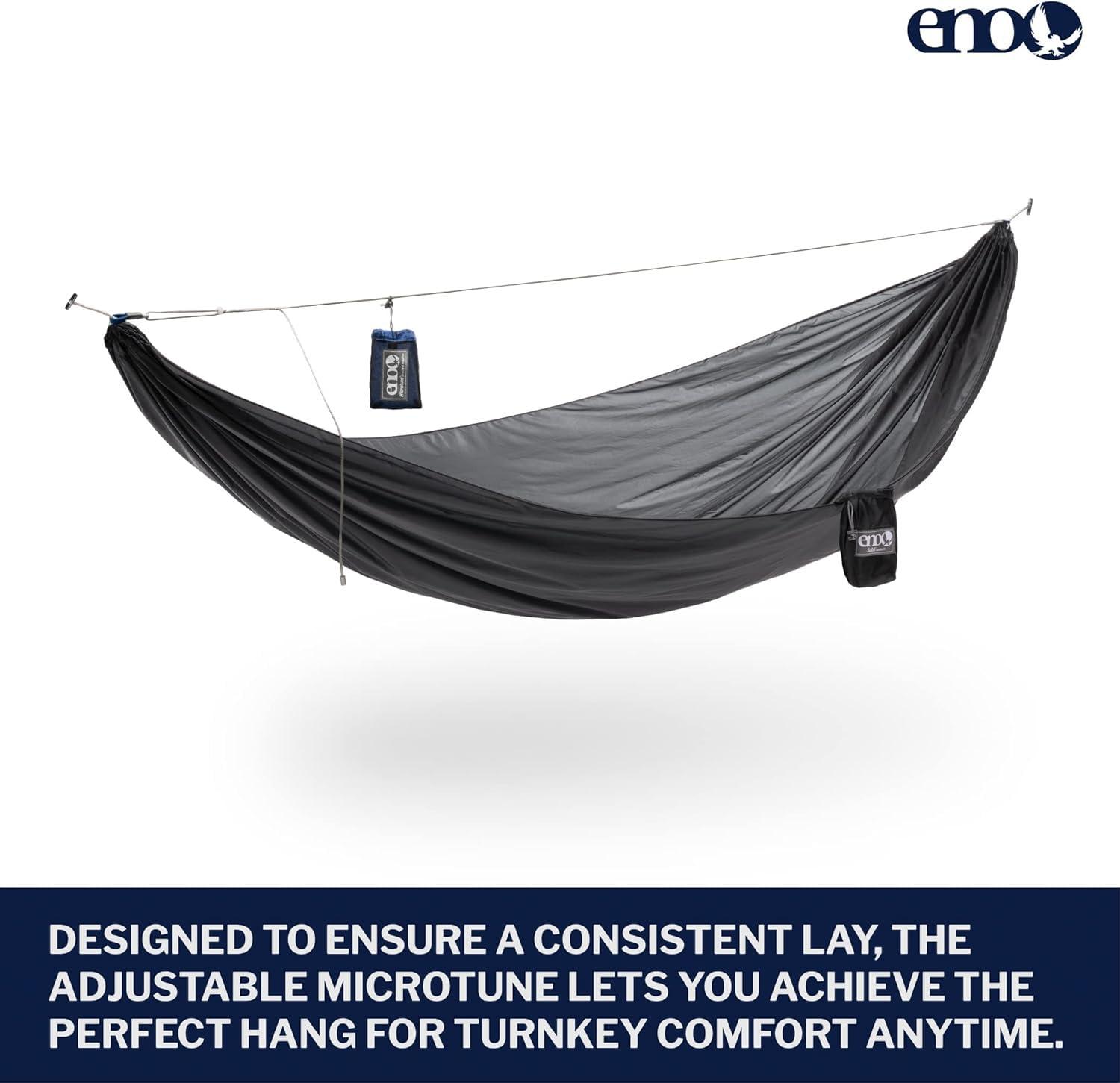 ENO Microtune Structural Ridgeline - Camping Hammock Travel Essentials - Hammock Cord for Preset Lay - Compatible with 1 to 2 Person Portable Hammocks - Sapphire/Grey - Image 2