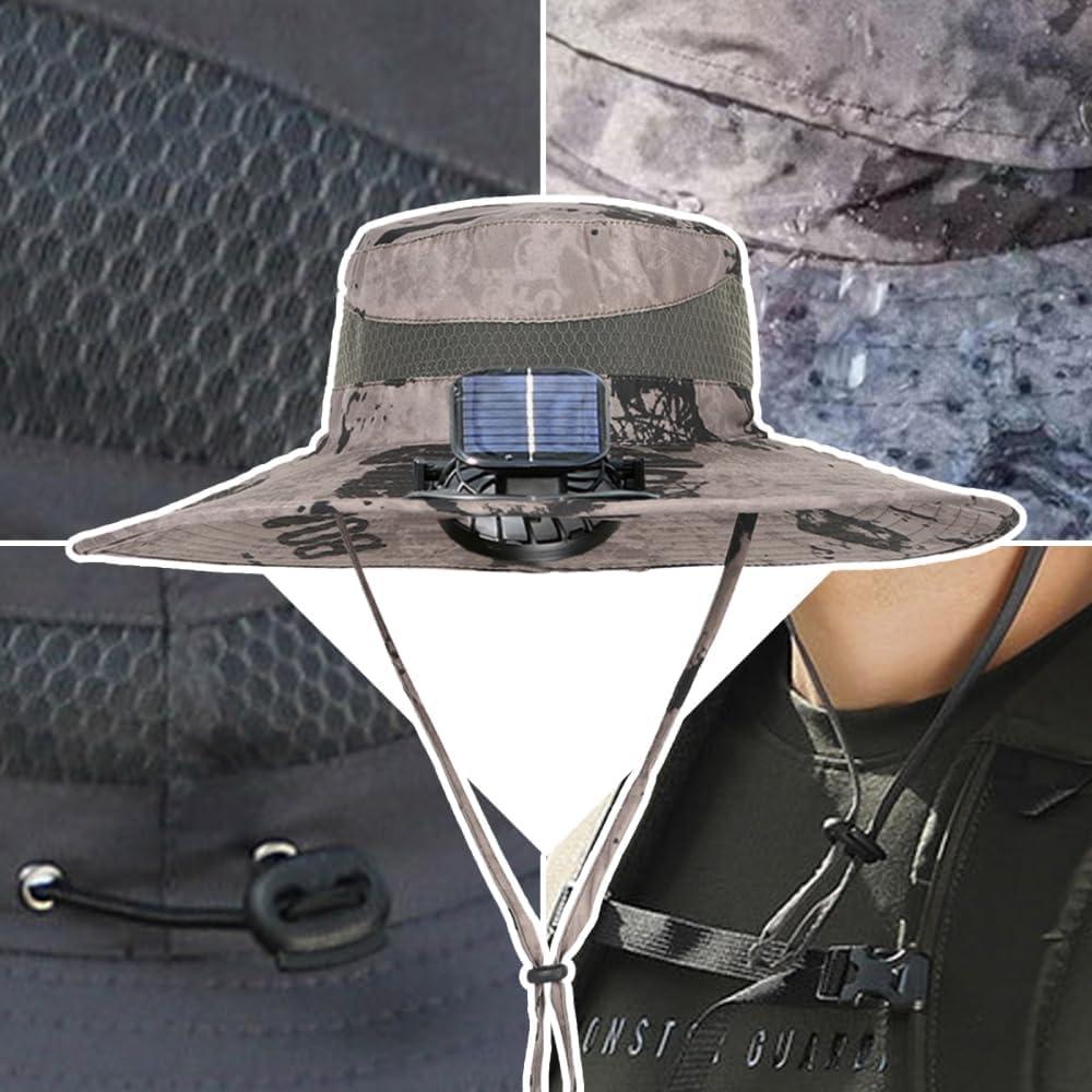 Solar Powered Fan Hat with 2 Removable Fans Wide Brim Sun Hat for Outdoor Fishing, Hiking Gardening, USB Solar Charging - Image 7